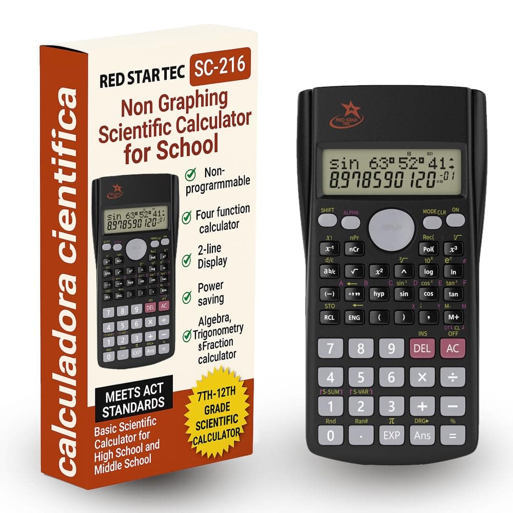 SC-216 Non-Graphing Scientific Calculator for High School, Fraction Key