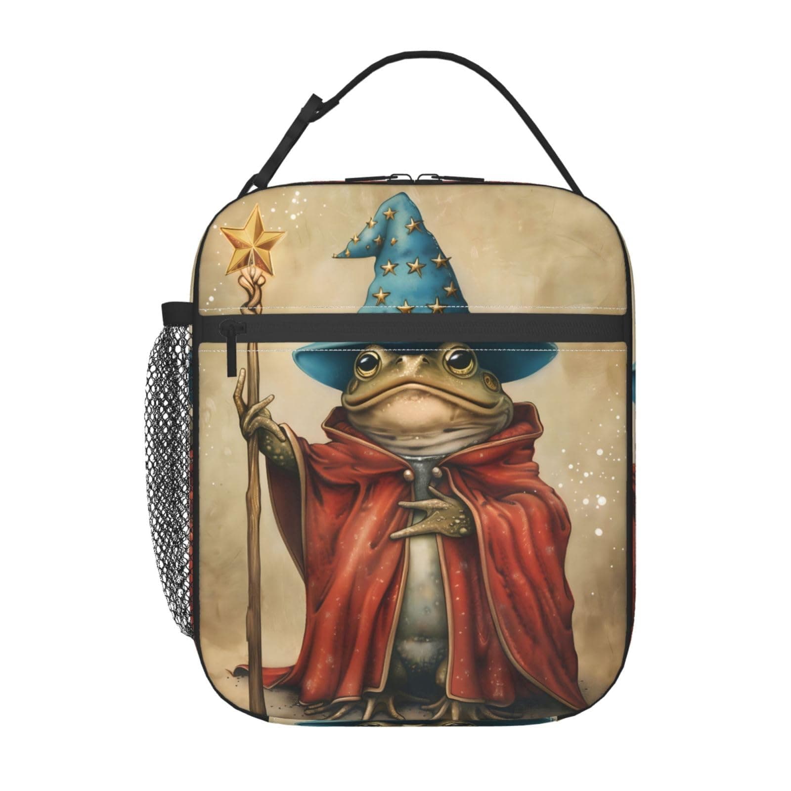 VODRM Wizard Frog Lunch Box for Kids,Magical Animal Vintage Insulated Bag for Student,Retro Thermal Insulation Cooler Tote Bags for School Work Picnic Camping Outdoor Gifts