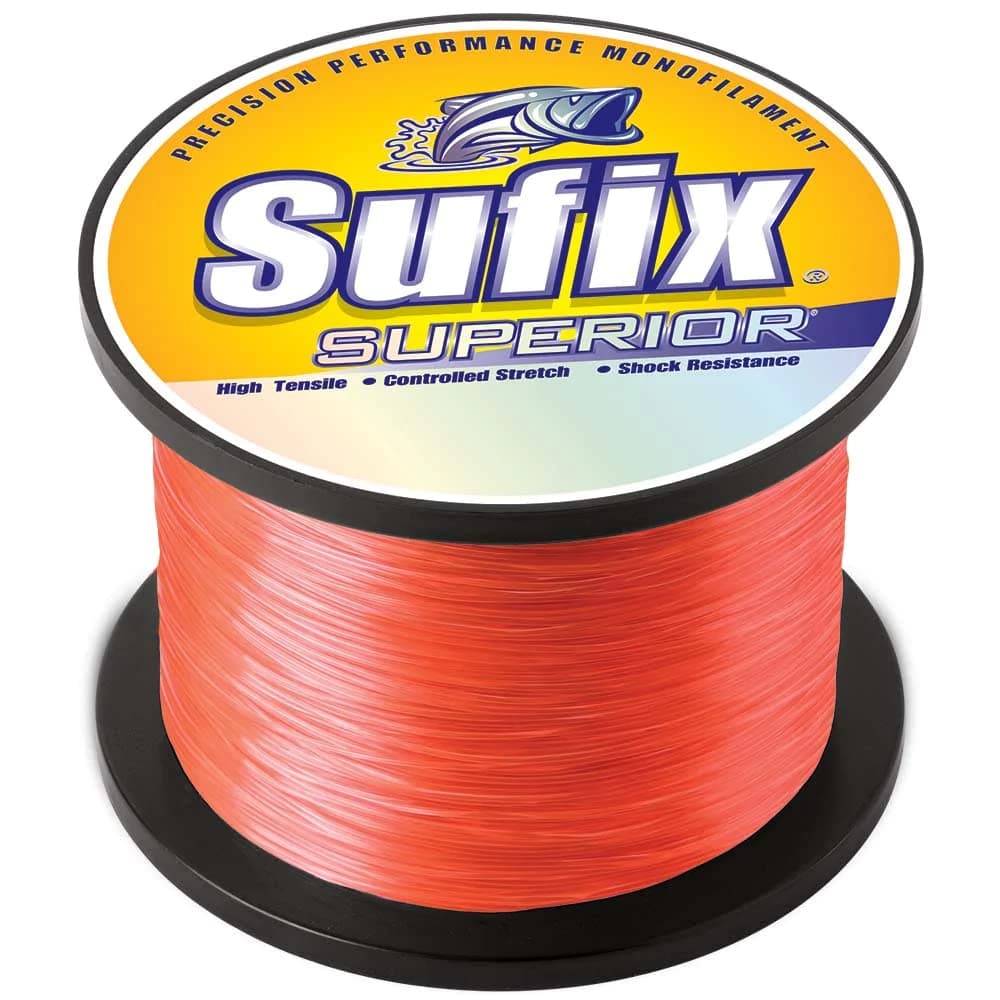 Sufix Superior Monofilament Fishing Line, 2.2 lb Spool, 130 lb Neon Fire