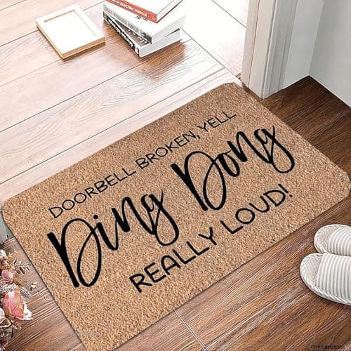 Tkfjsoouy Doorbell Broken Yell Ding Dong Really Loud Doormat Non-Slip Dust Floor Seasonal Spring Summer Mats Best Gifts for Parents Family Classmate 16x24 Inch