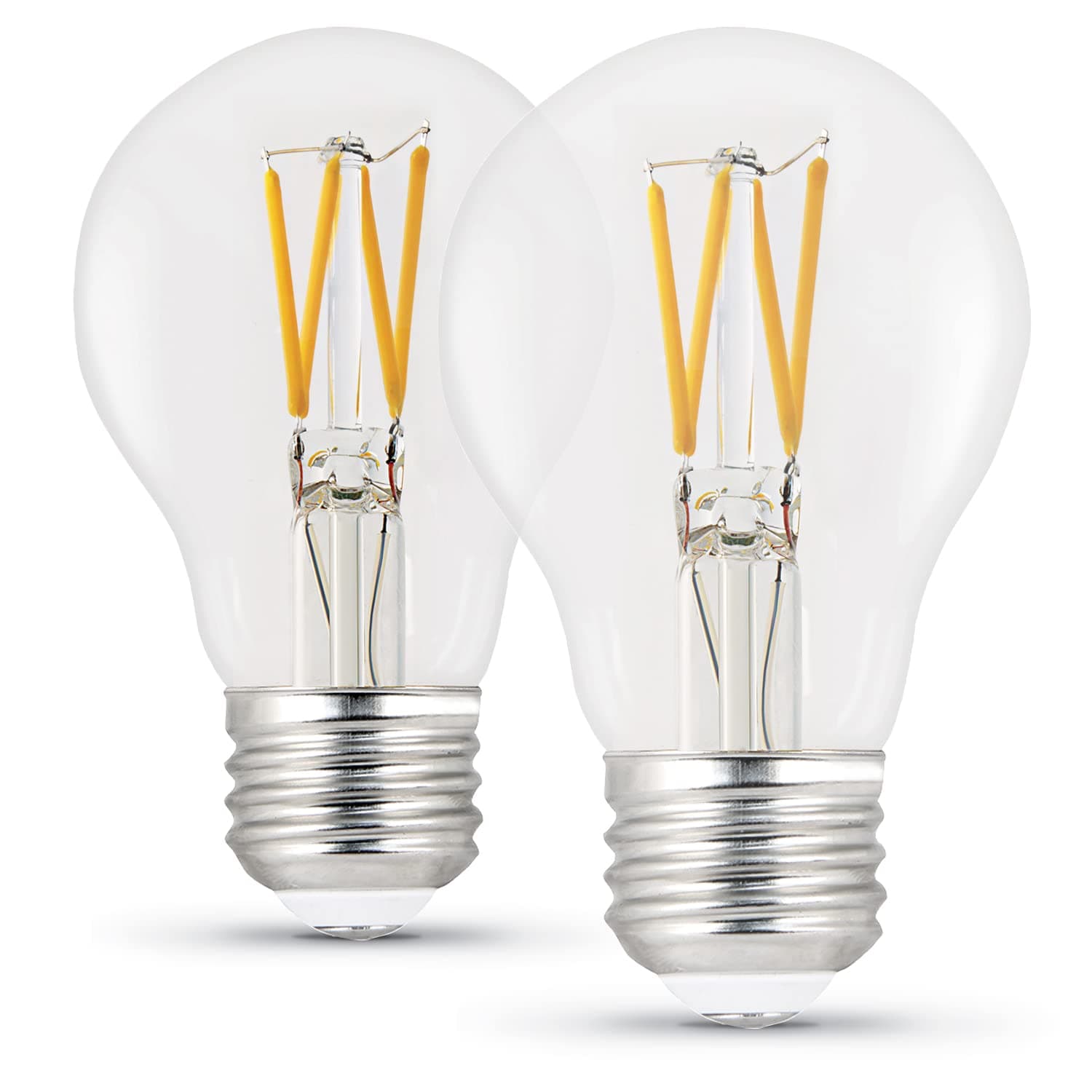 Feit Electric BPA1975CL927CA/FIL/2 75 Watt Equivalent 1100 Lumen Dimmable A19 LED Filament Light Bulb E26 Base, 4" H x 2.25" D, 2700K (Soft White), 2 Piece