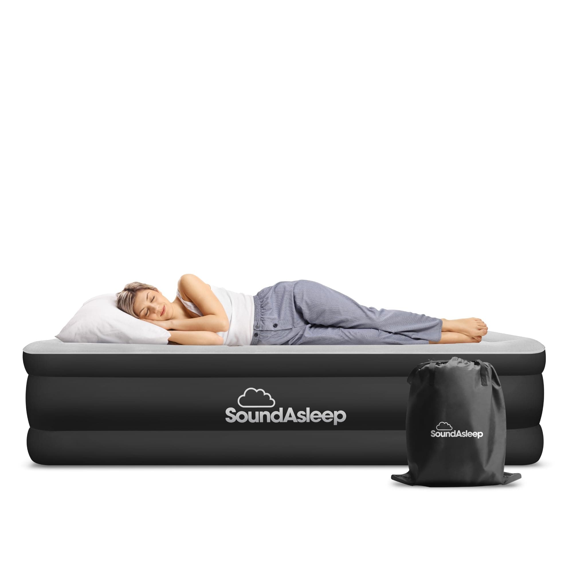 SoundAsleep Dream Series Raised Queen Air Mattress, Built-in Pump, Black