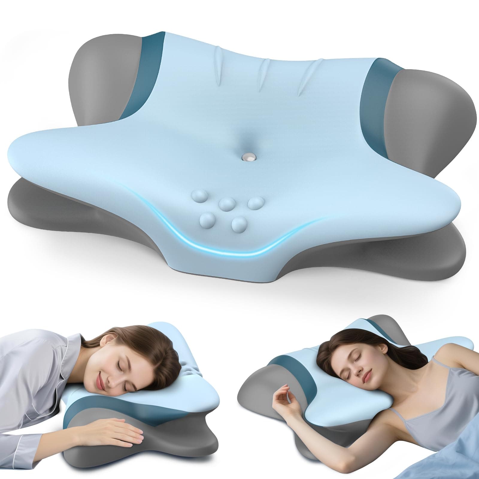 Cervical Neck Pillow for Pain Relief - Ergonomic Side Sleeper Pillow for Neck Support, Orthopedic Memory Foam Pillows for Sleeping, Contour Cervical Pillow Bed Pillow for Back Sleepers