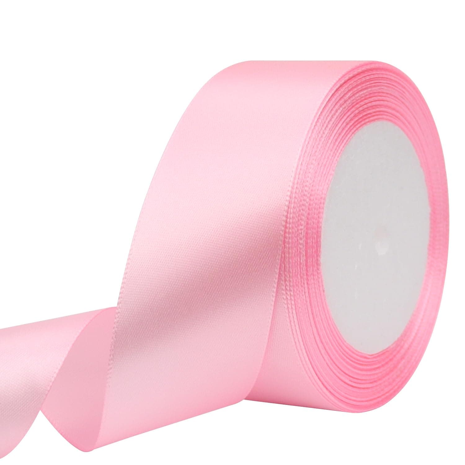 RIUNBB Pink Solid Satin Ribbon 1-1/2 Inch 25 Yards Solid Polyester Fabric Ribbon for Gift Wrapping Wedding Christmas Baby Shower Birthday Party Decoration Handmade Immortal Flower Craft