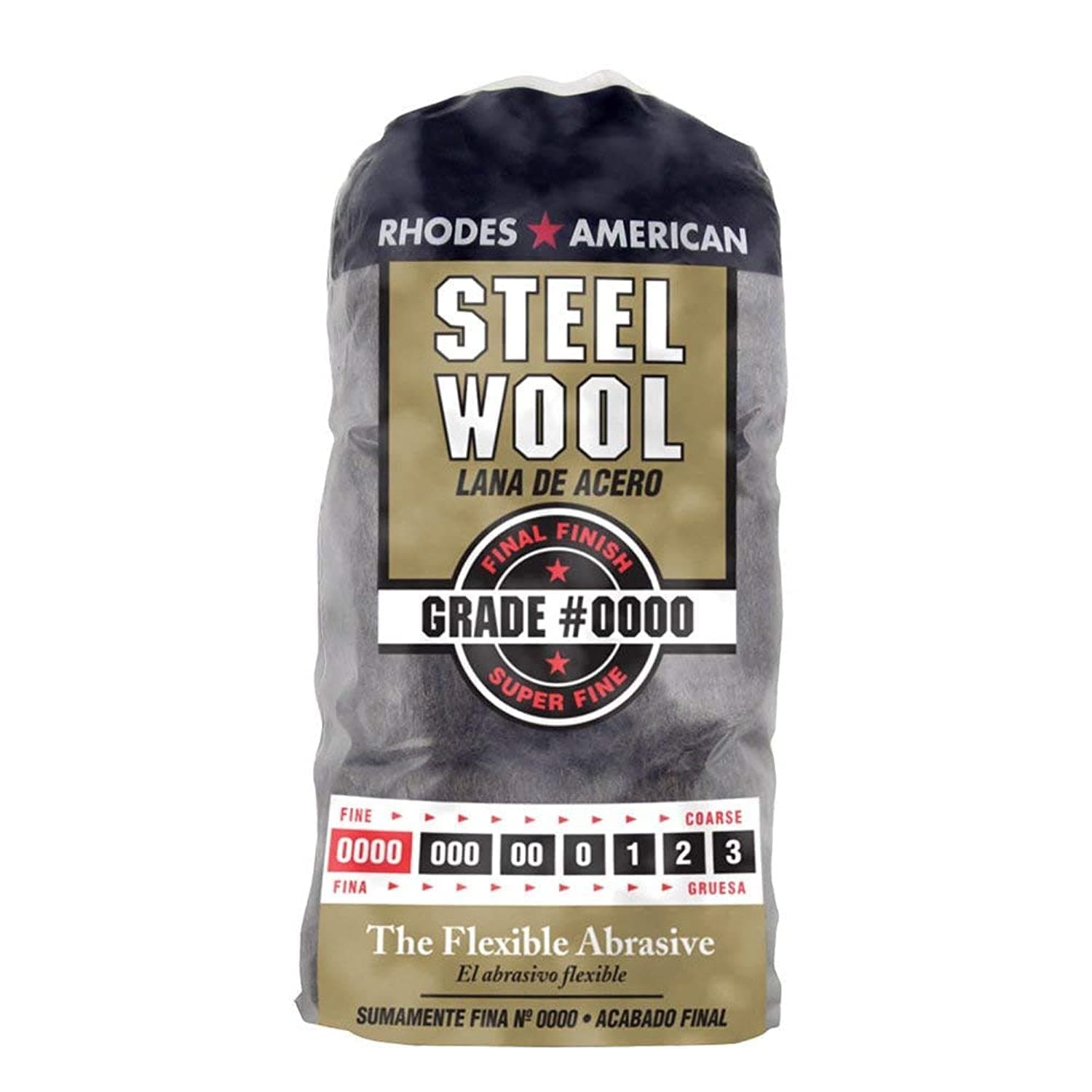 Steel Wool, 12 pad, Grade #0000, Rhodes American, Final Finish