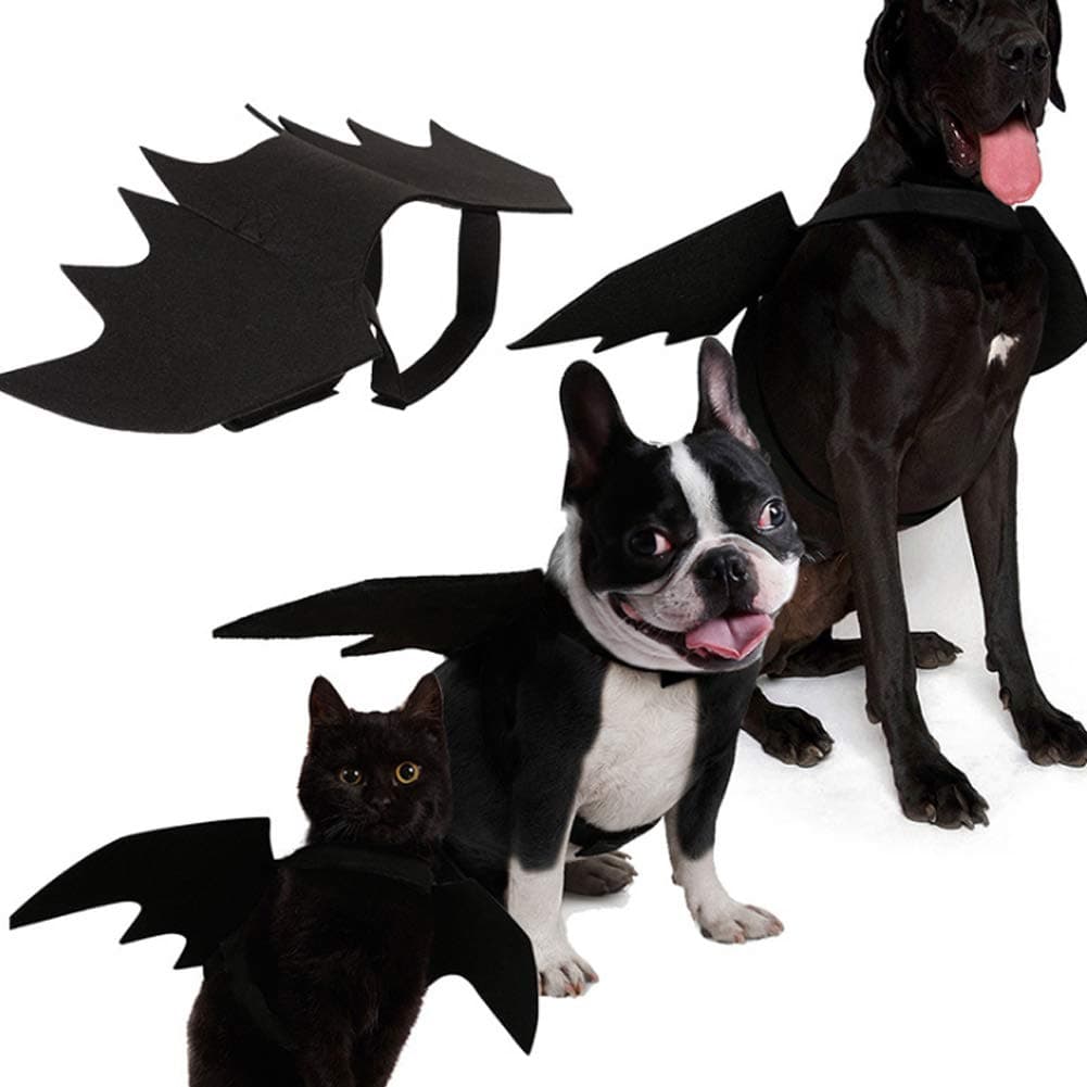 Halloween Dog Bat Wings Pets Bat Halloween Costume Black Adjustable for Medium Dogs