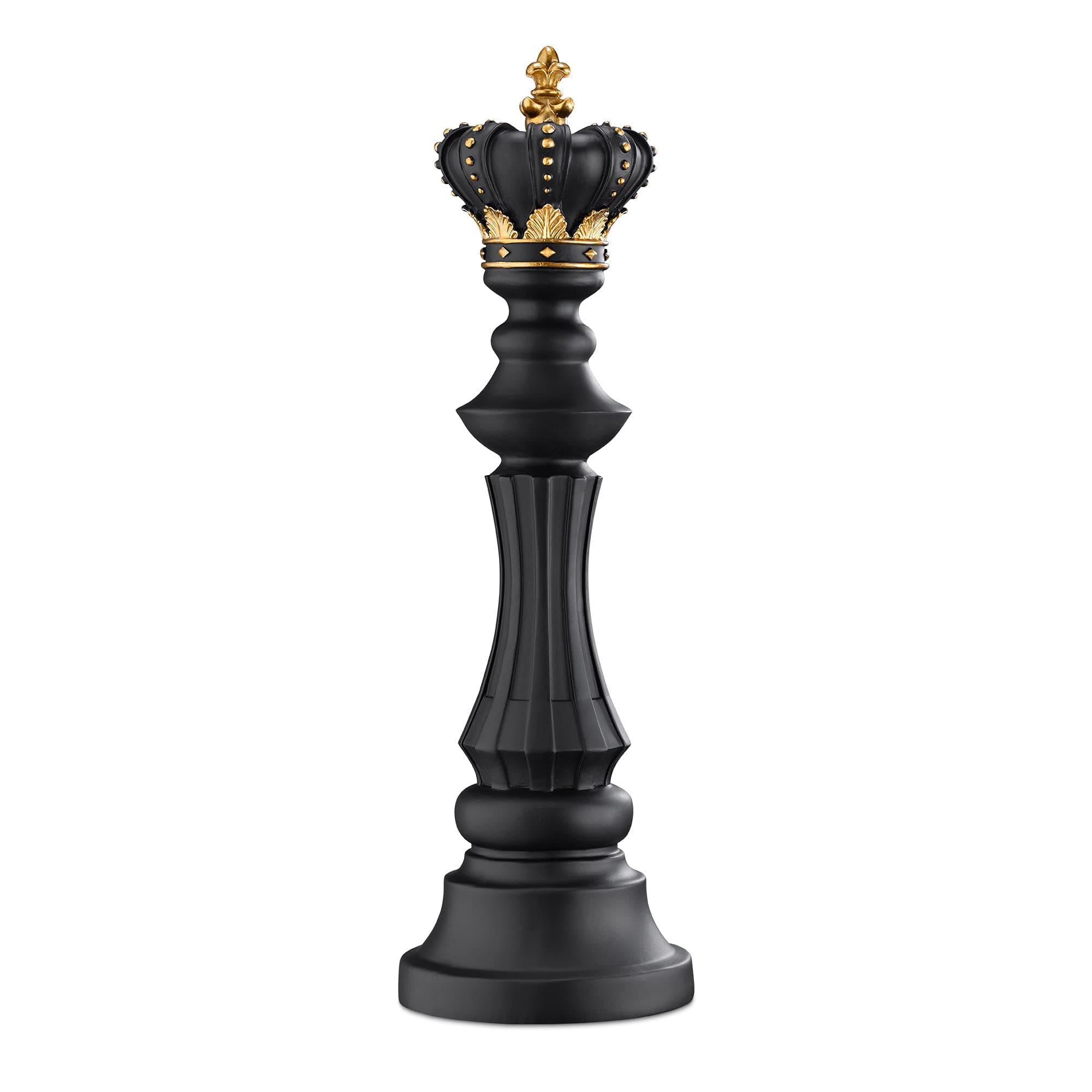 Navaris Chess Statue Decor Piece - 16" Tall Decorative Resin Sculpture - Large Game Figure Decoration Ornament for Home, Office, Study - Black King