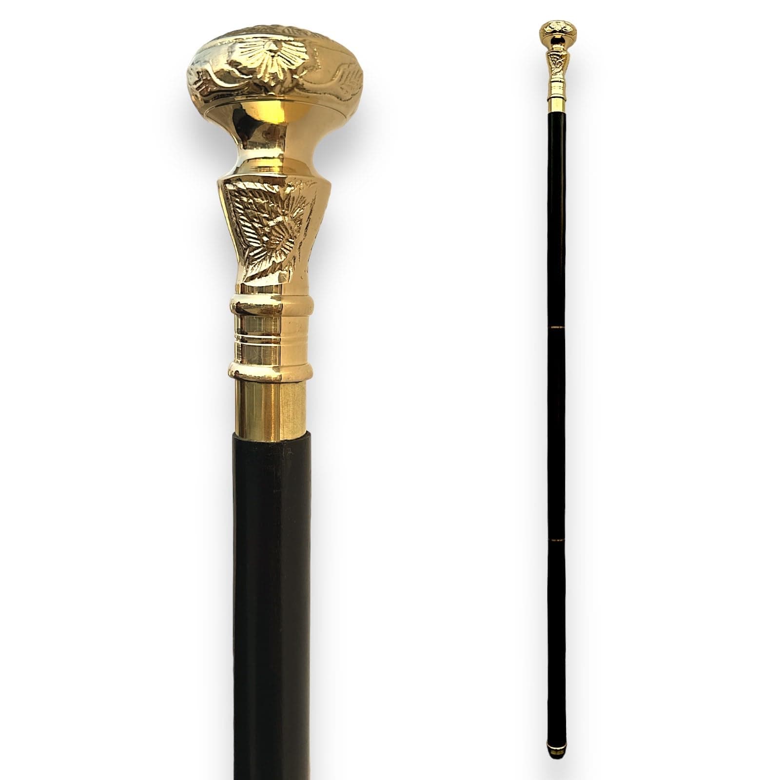 Vintage Antique Walking Cane Wooden Walking Stick Silver Brass Handle Knob Gift Wood Canes for Men & Women Fancy Victorian Prop