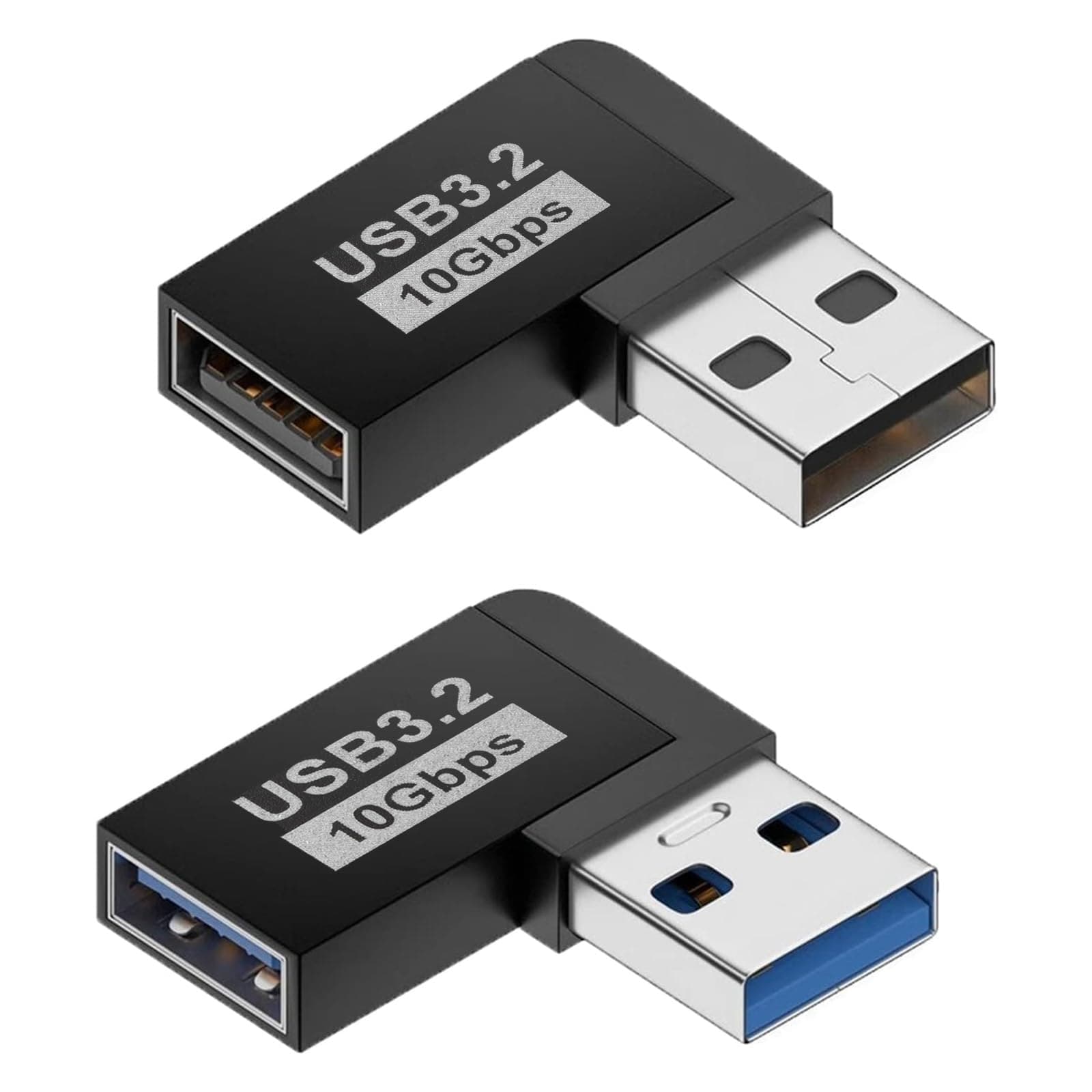Leehitech 90 Degree Left Right Angle USB-A Male to Female Adapter, USB 3.0 Extender Connector, USB Extension Adapter 2 Pcs
