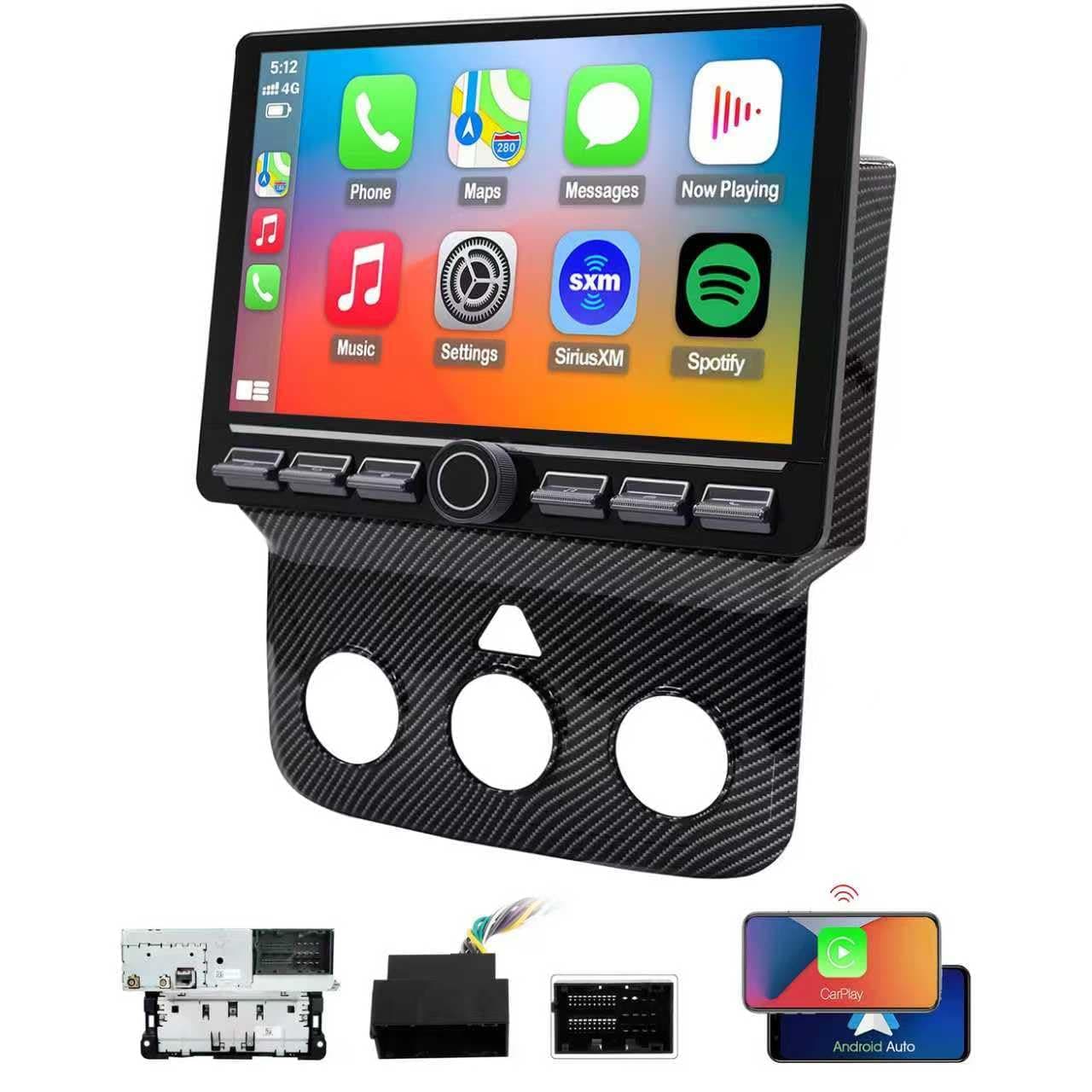 QLED Radio for Dodge RAM 2013 2014 2015 2016 2017 2018 Upgrade,Carbon Fiber Style,Touch Screen Stereo Replacement,Wireless carplay Android auto,4G LTE Network,Free Camera