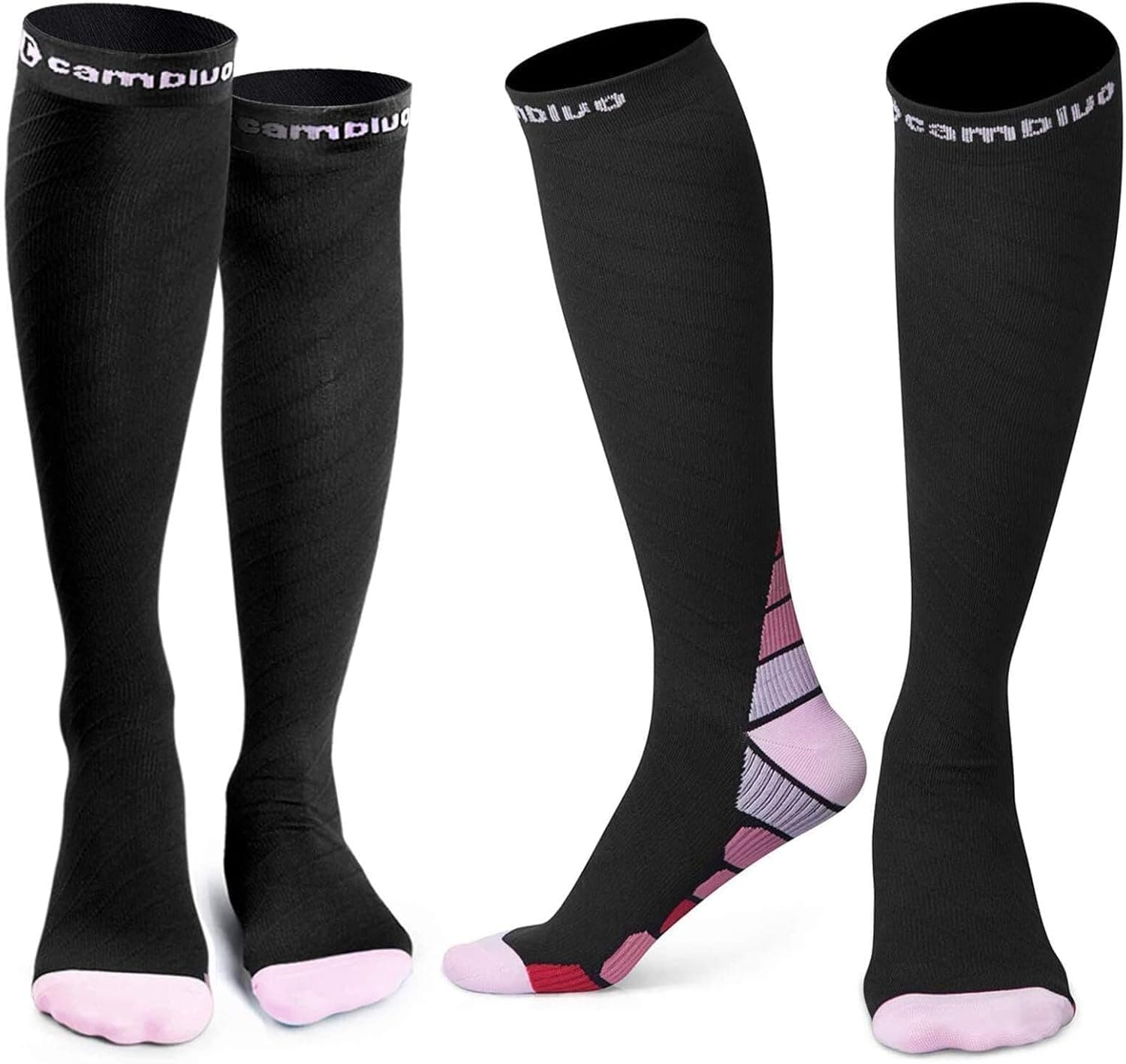CAMBIVO 2 Pairs Compression Socks for Men and Women,20-30 mmHg