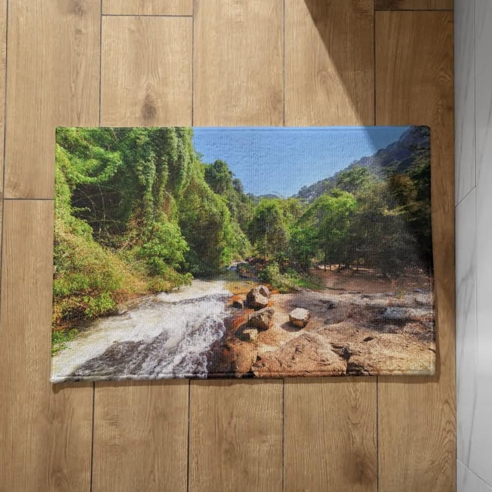 Ethereval Large Outdoor Mats For Front Door Welcome Ultra Thin Doormat Indoor Waterfall Natural Landscape Indoor Door Mats For Entryway Non Slip Mats Indian 40x60cm