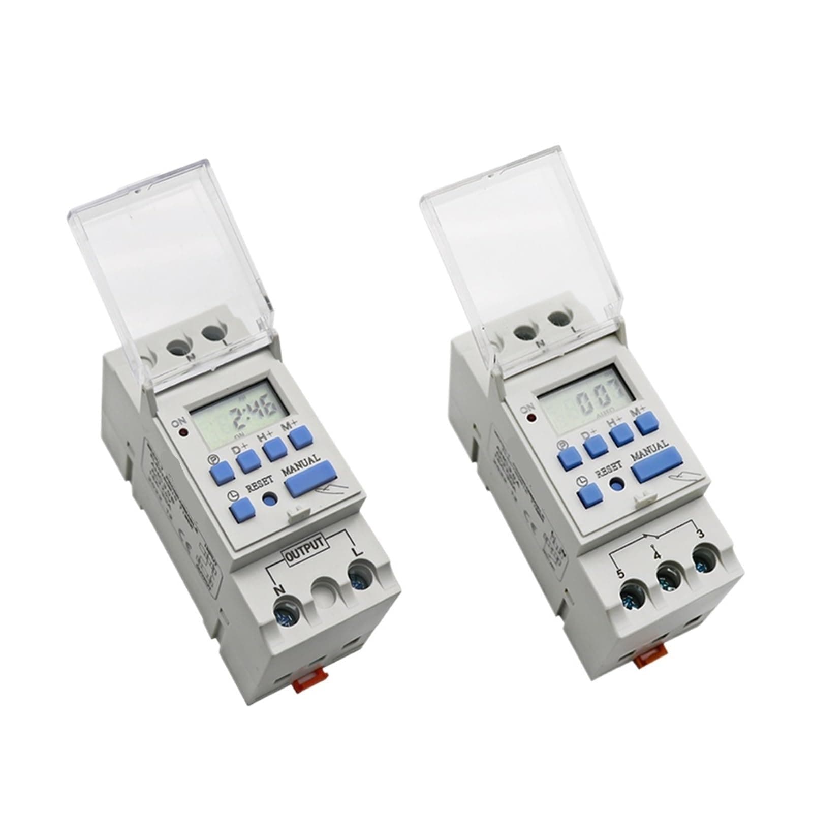 QZLIBEFUD 15A 30A Type Rail 2 Wire Weekly 7 Days Programmable Digital TIME Switch Relay Timer Control 12V 24V 48V 220V 230V(15A,1NO1NC 12V AC DC)