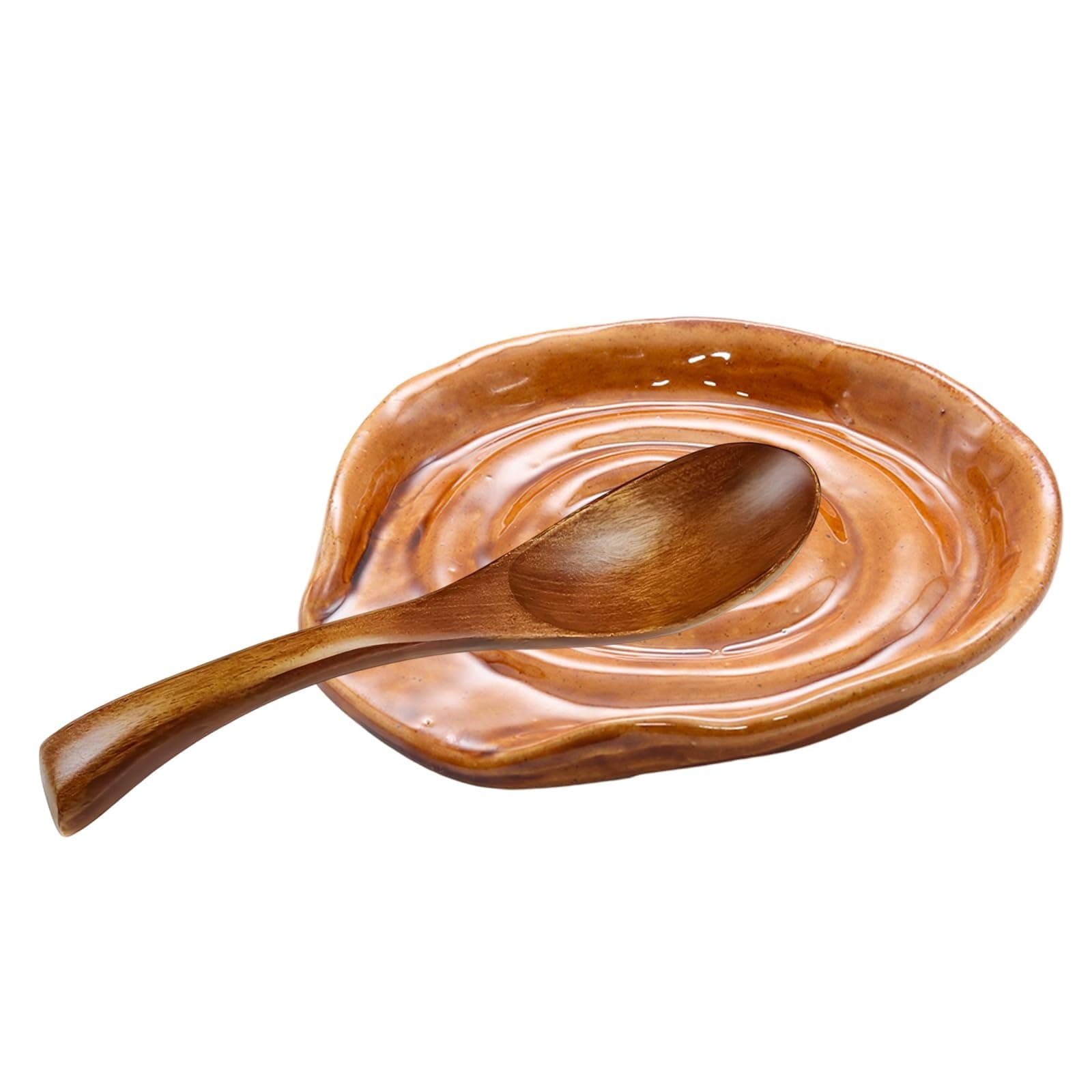 Wuyituart Ceramic Spoon Rest for Stove Top 6" Retro Style Flambe Ceramic Kitchen Spoon Holder Red Bronze Cooking Utensil Rest