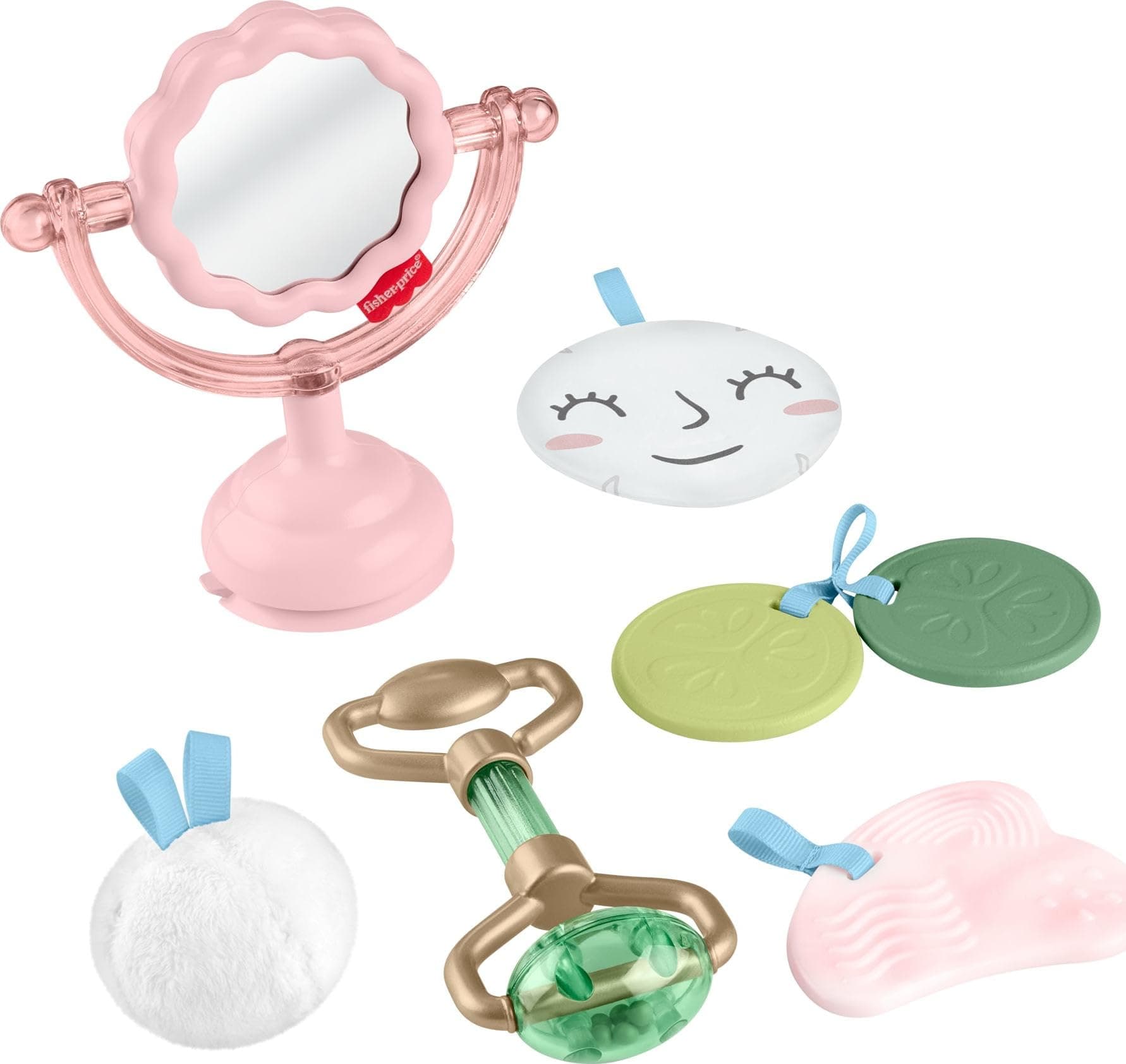 Fisher-Price Baby Toys Mini Me Moments Self-Care Sensory Set 6-Piece Rattle & Teether Activities for Newborns Ages 3+ Months