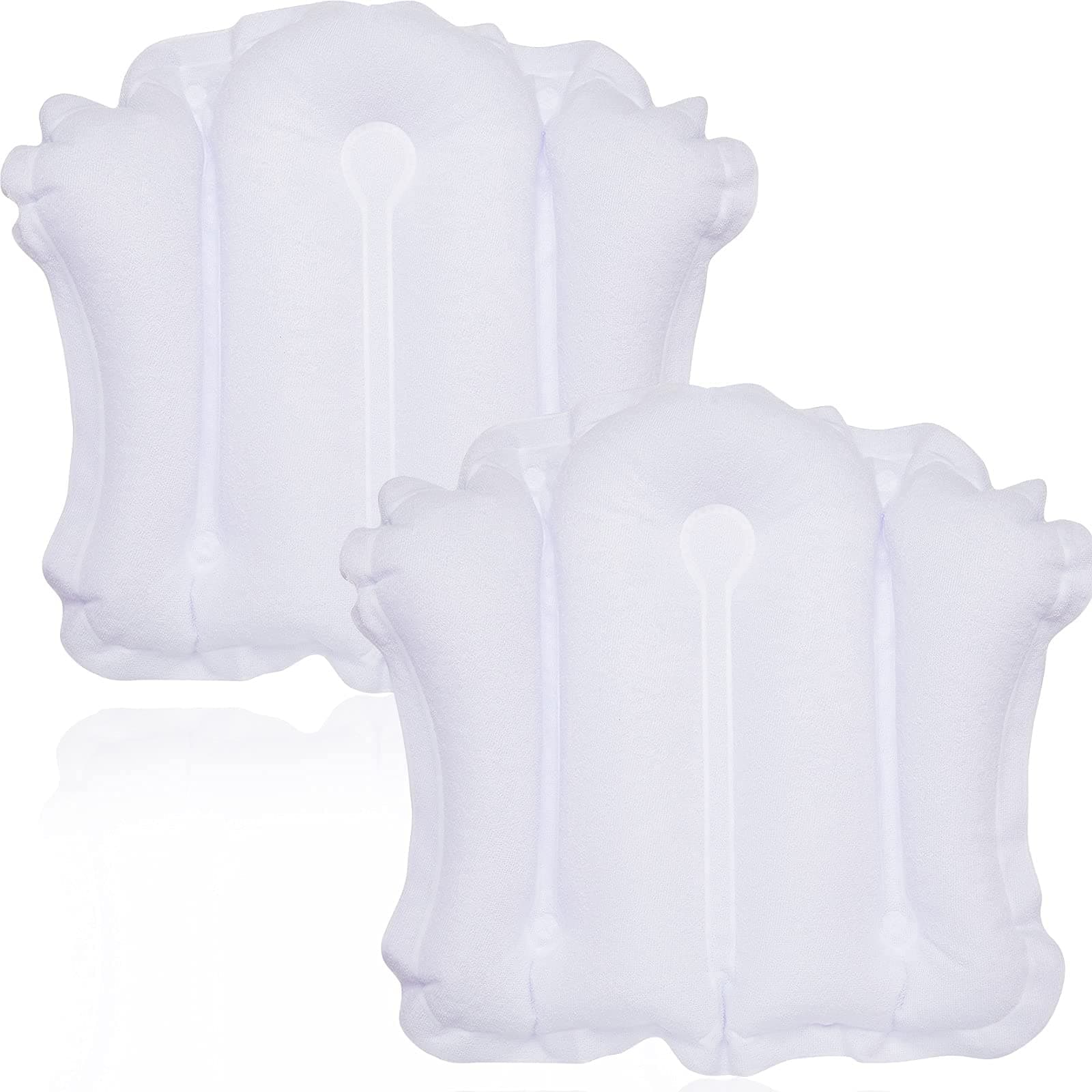 PMELCXD 2 Pieces Large Inflatable Bath Pillow for Tub Pillows for Bath Terry Cloth Bath Pillow Neck Support Spa Pillow with Suction Cup for Bathtub, Hot Tub