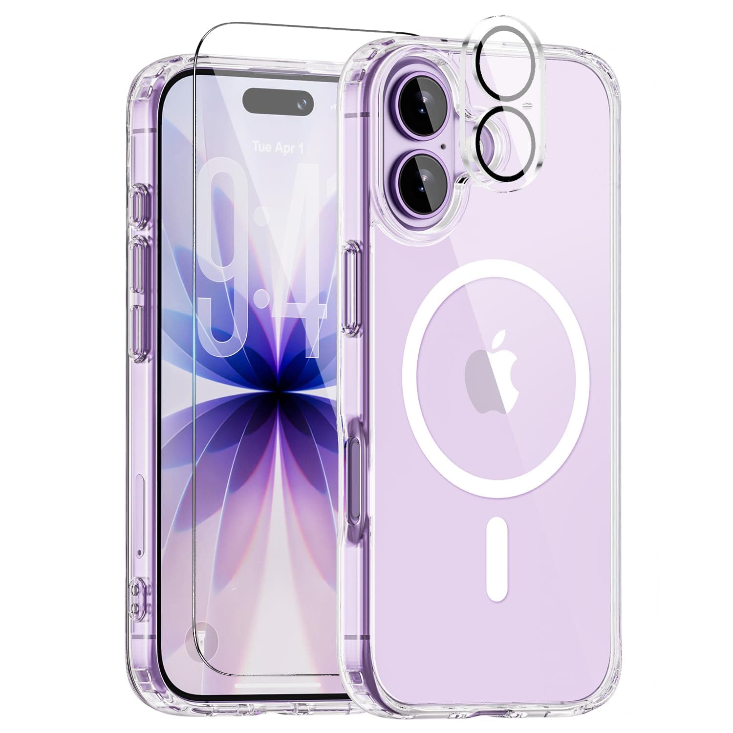 Saiuxiu for iPhone 17 Case, Compatible with MagSafe, Magnetic Slim Cover, Anti-Yellowing & Shockproof, Full Camera Protection, Includes Screen & Lens Protectors, Clear Protective Case