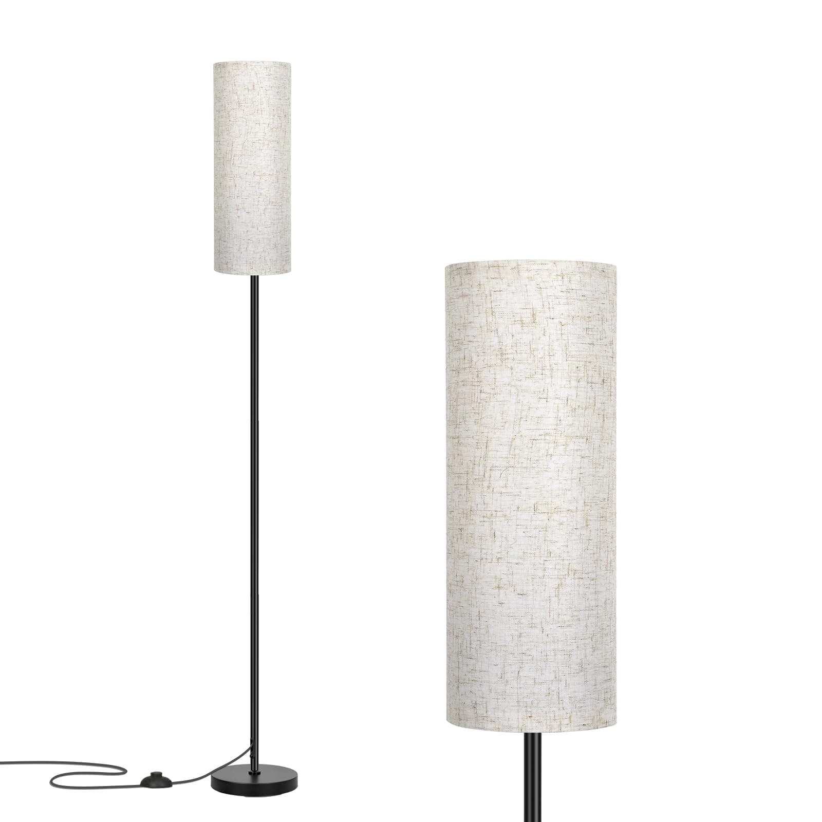 FRIDEKO HOME Floor Lamps for Living Room, Modern Floor Lamp, Corner Reading Light, Tall Standing Lamps for Living Room Bedroom Office, Foot Switch, Beige Shade (No Remote,No Bulb)