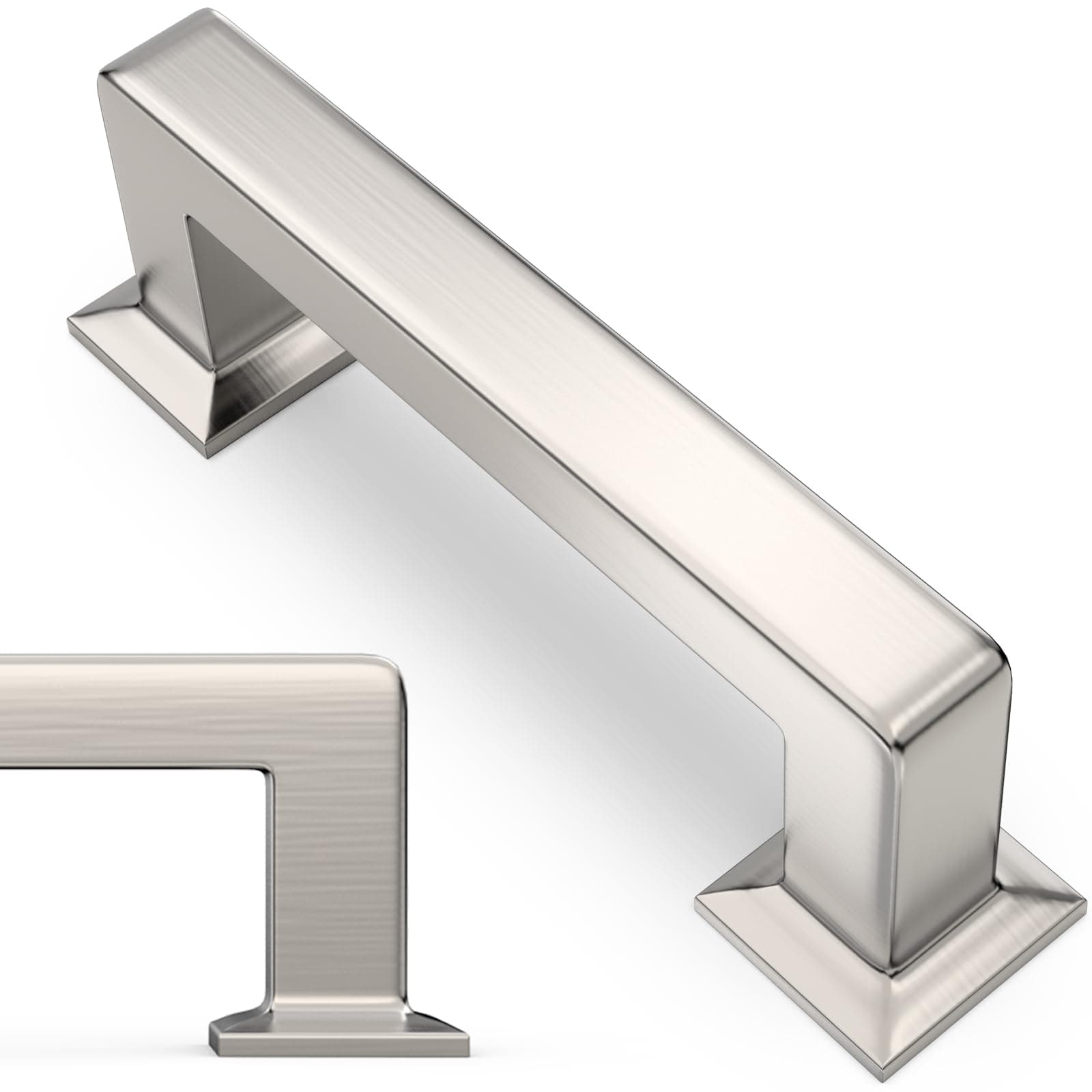 BUKOBYHE 10 Pack 3 Inch(76mm) Kitchen Cabinet Handles Brushed Satin Nickel Cabinet Pulls Silvery Drawer Pulls Zinc Alloy Kitchen Hardware