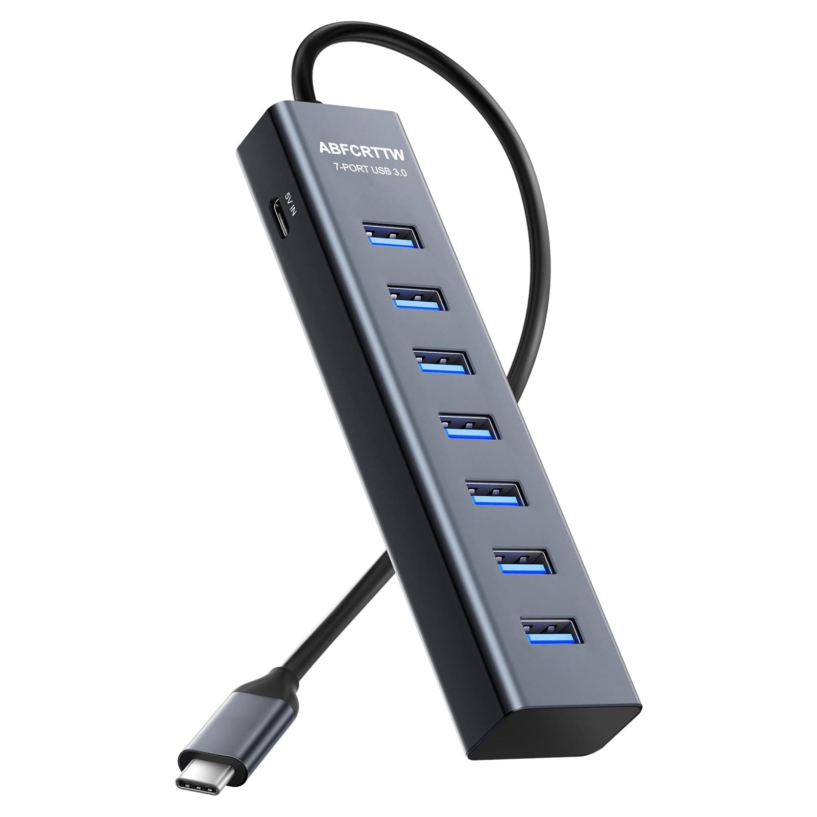 USB C to USB Hub Multiport Adapter, Aluminium 7-in-1 USB C Hub Multiport Adapter, USB Extenders, USB to USB C Adapter for MacBook Pro/Air, Laptop, iPad, iMac, U Flash, PSSD, HDD, Keyboard, Mouse