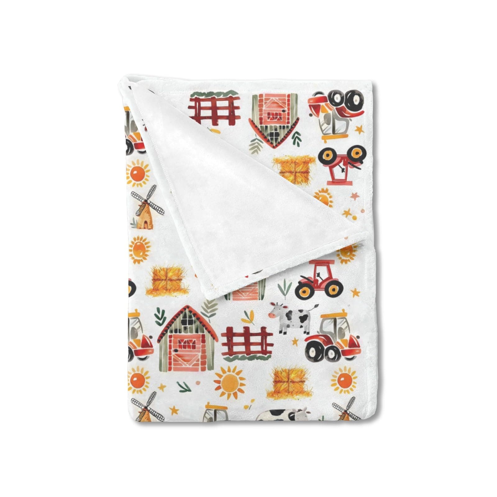 KuphiL10C Unisex Farm Nursery Baby Throw Gift Blanket for Boys Girls, Cute Farm Theme Cow Animals Tractors Pattern Swaddle Receiving Bed Blanket for Newborn Toddlers Kids-30x40