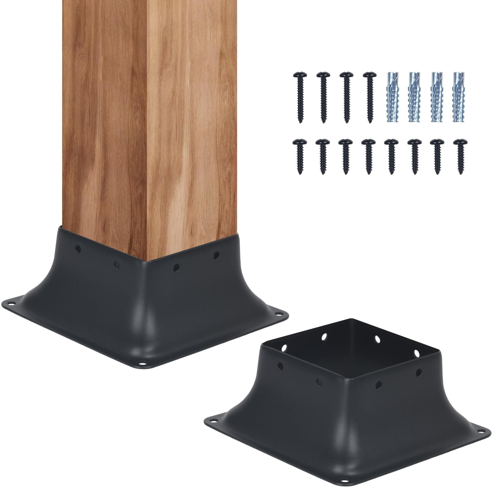 WellMade 4x4 Post Base 2 Pack, Structural Post Anchor Bracket in Heavy Duty Carbon Steel, Black Powder-Coated Finish for Deck Supports, Fencing & Outdoor Projects