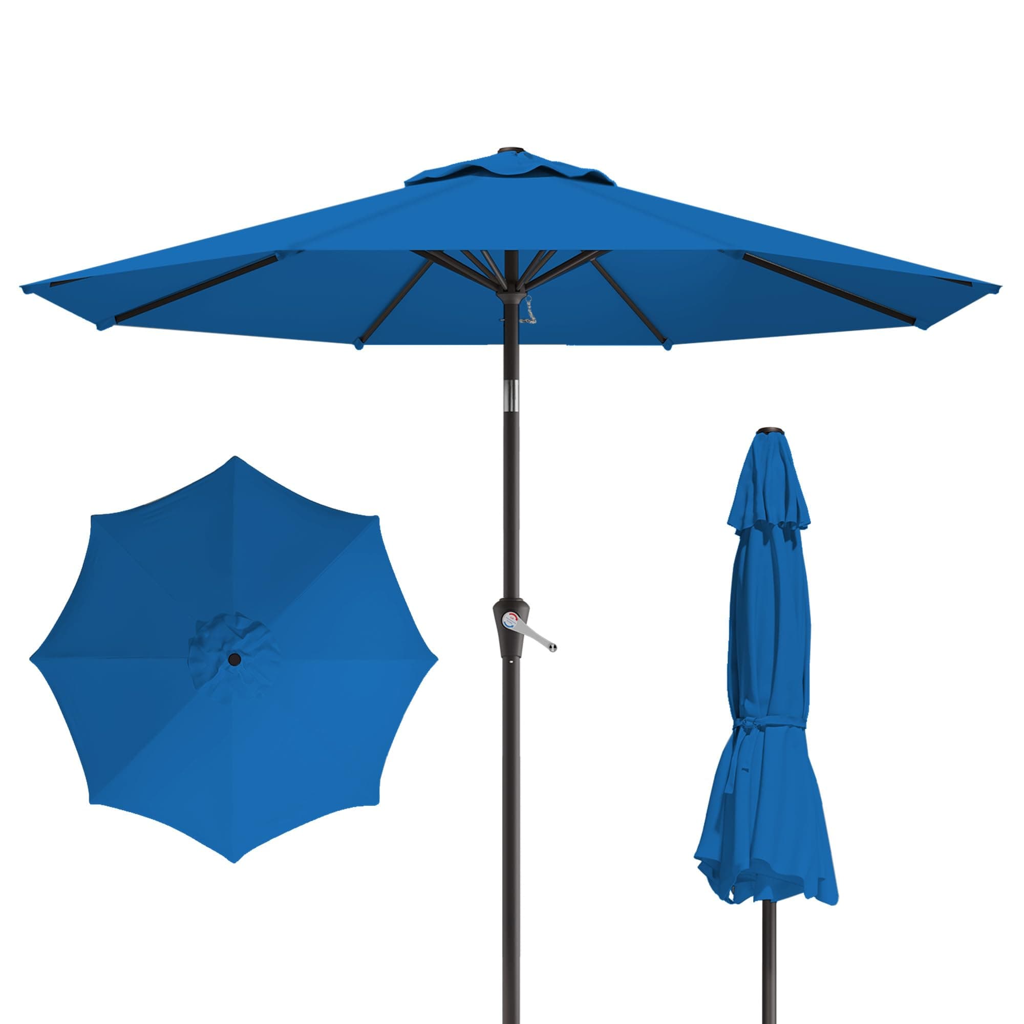 Tobeos 10FT Patio Umbrella, Outdoor Umbrella with Push Button Tilt and Crank, 8 Sturdy Ribs, UV Protection & Waterproof Market Umbrella for Pool, Backyard, Beach,Deck(Royal Blue)