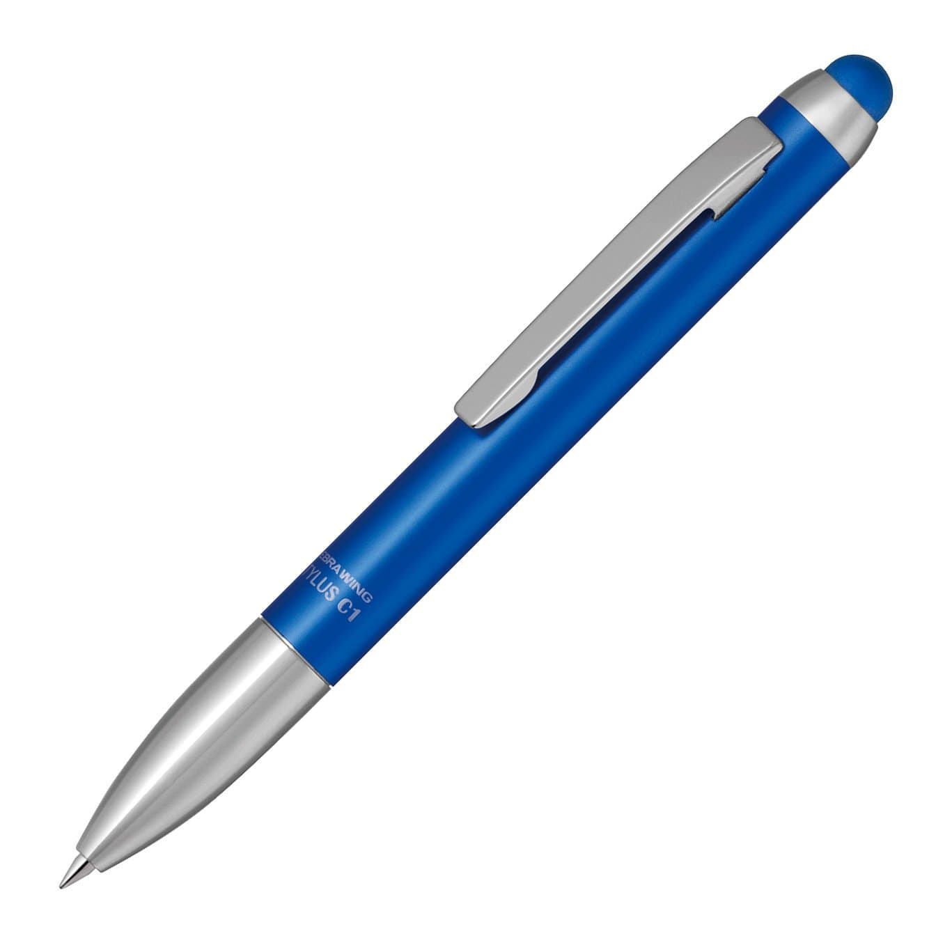 ZEBRA Stylus C1 Luxury Aluminum Shaft, Capacitive Type Stylus with Twist Ballpoint Pen, Blue (P-ATC1-BL)
