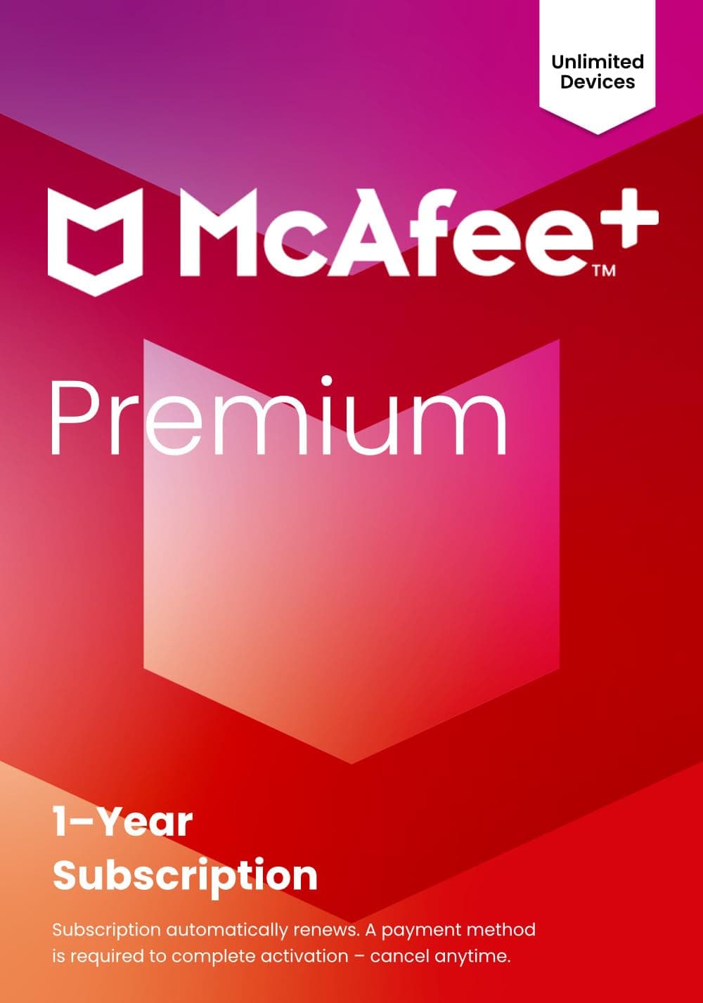 McAfee+ Premium Individual Unlimited Devices 2025 1-Year Subscription with Auto-Renewal | Cybersecurity Software Includes Antivirus, Secure VPN, Scam Protection, Identity Monitoring | Key Card
