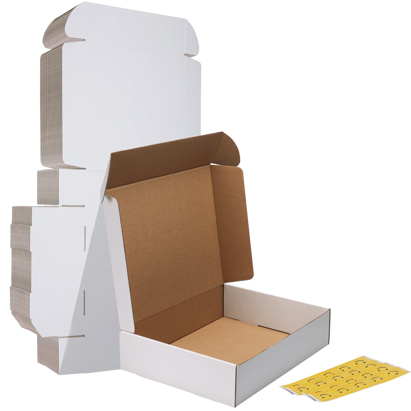 HORLIMER 13x10x3 Shipping Boxes Set of 20, White Corrugated Cardboard Mailer Box for Packing Small Business