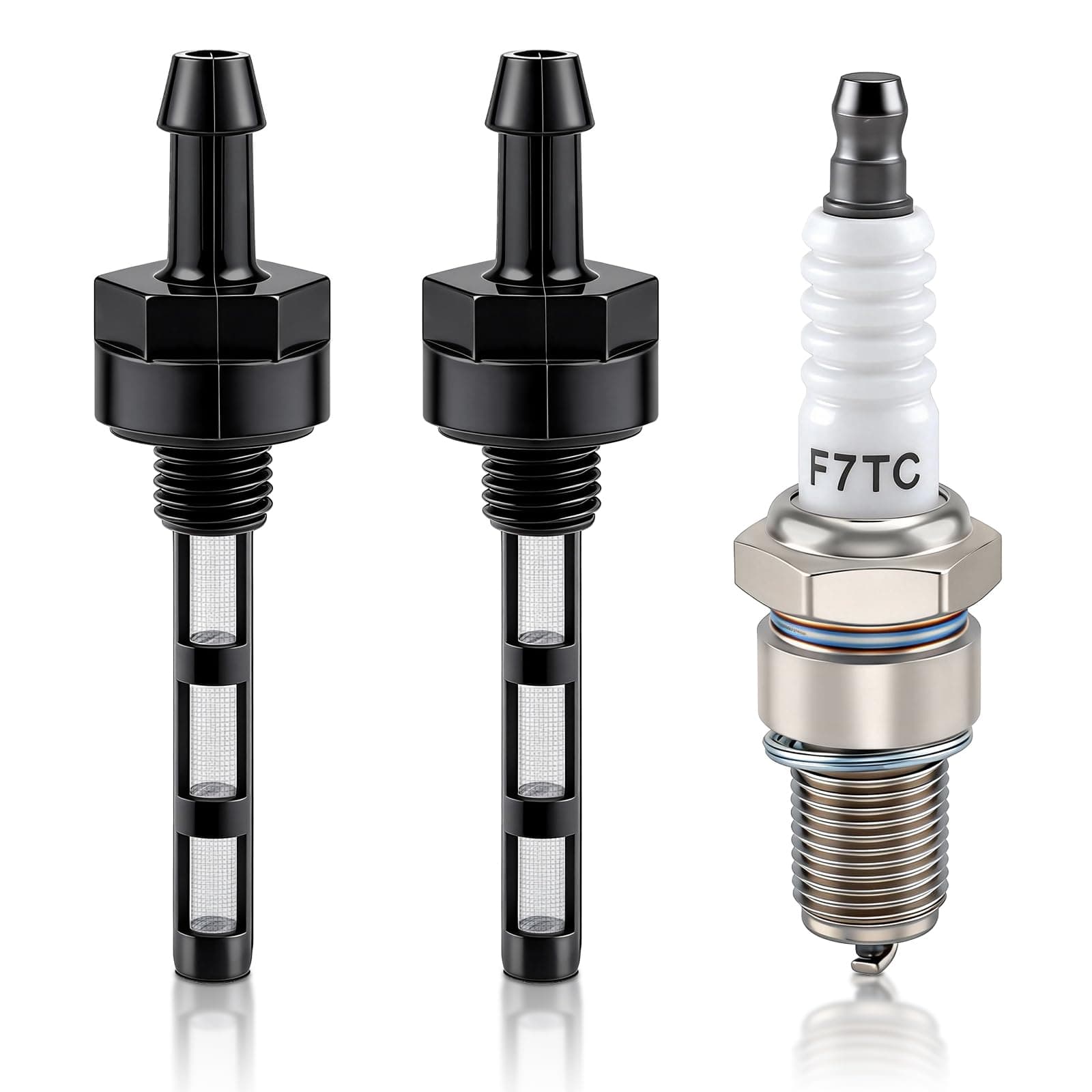 951-10651 Gas Fuel Tank Nipple Replacement for Craftsman Troy Bilt MTD 208cc 357cc Snowblower Thrower Tiller, with F7TC Spark Plug(2PCS)