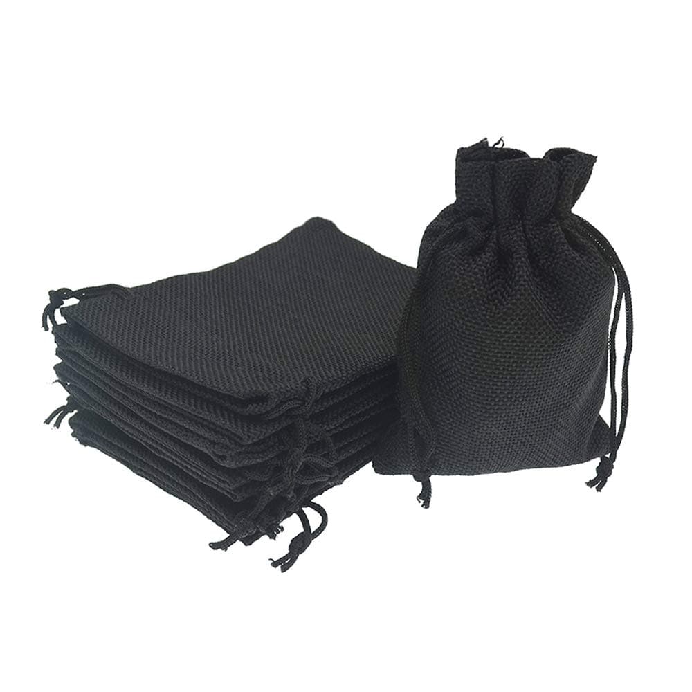 Bezall 20pcs Drawstring Burlap Jute Sacks Jewelry Candy Pouch Christmas Wedding Party Favor Gift Bags (Black, 5 x 7")