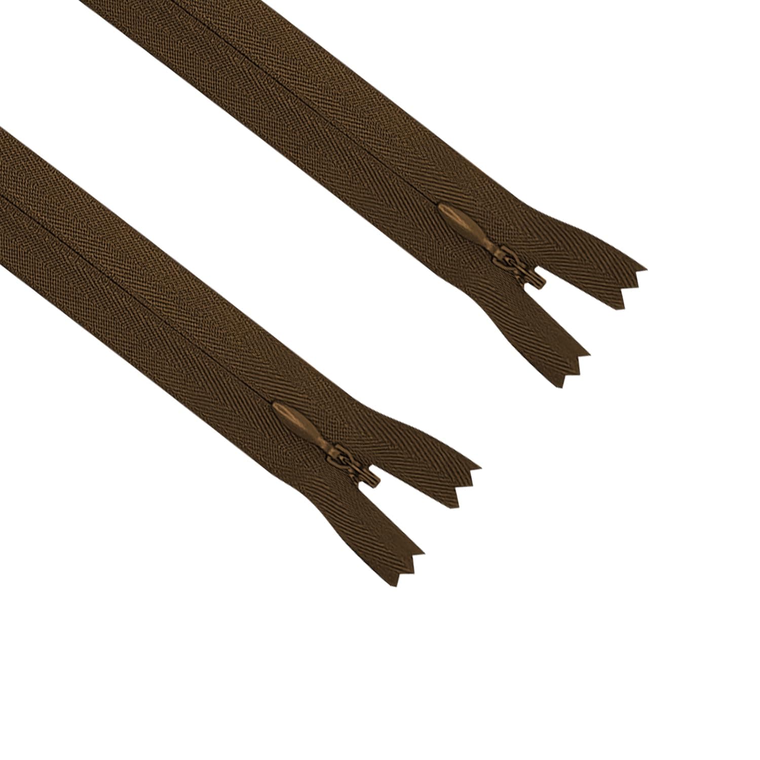 ANPURZII 2PCS #3 28 Inch Brown Invisible Zippers For Sewing Skirts, Nylon Coil Bulk Zippers For Pocket, Pillow(Brown 28" 2PCS)