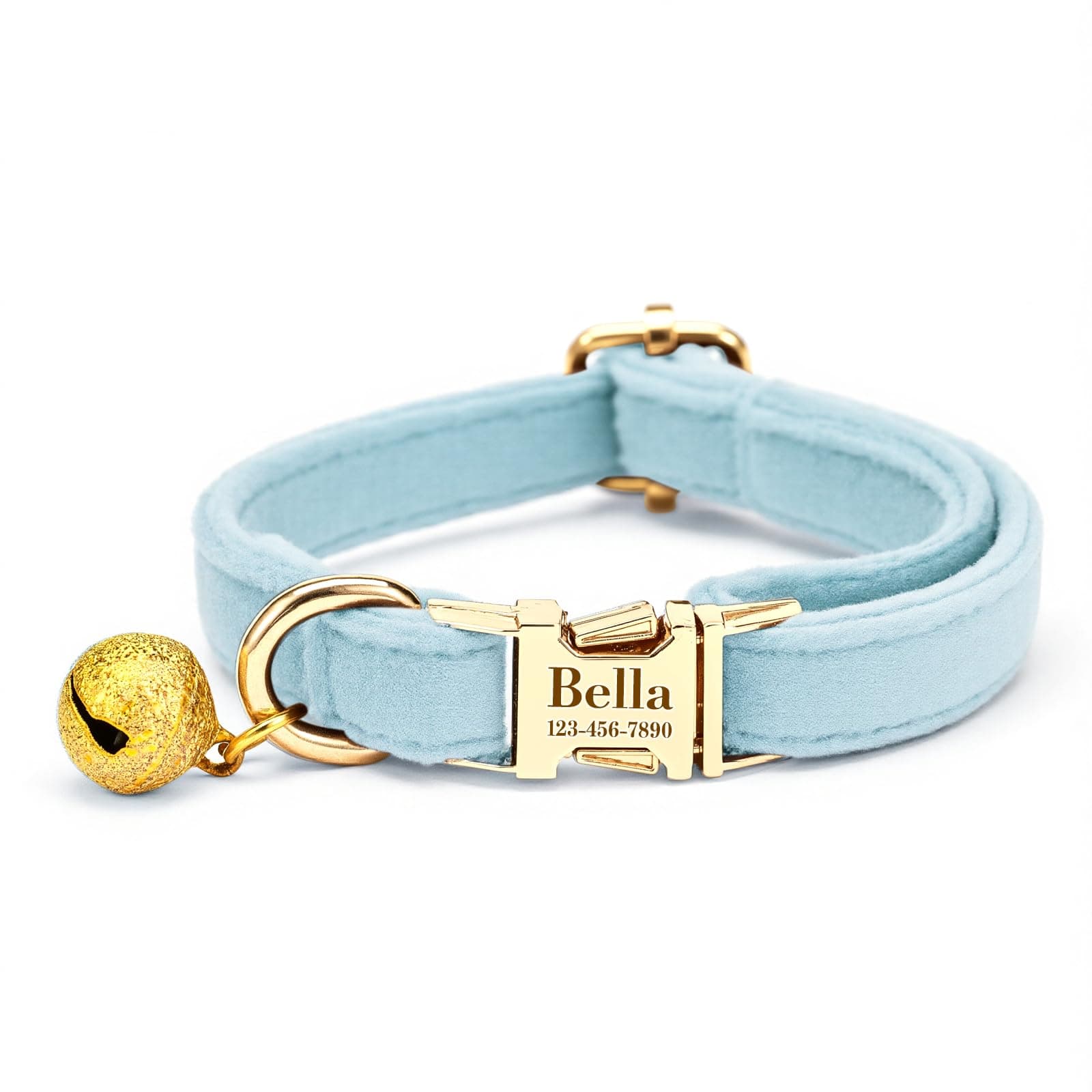 Custom Cat Collar with Name Tag, Personalized Laser-Engraved Collar for Cats with Metal Buckle, Adjustable Engraved Name & Phone Number Tag for Pet