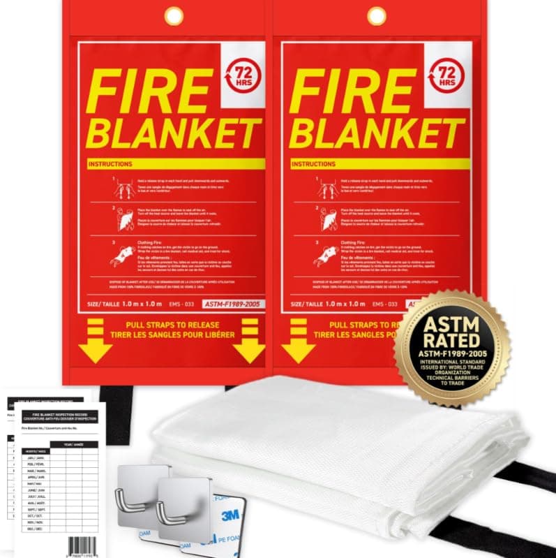 72HRS Fiberglass Emergency Fire Blanket Survival Kit 40"x40" (1.0×1m, 2PC)