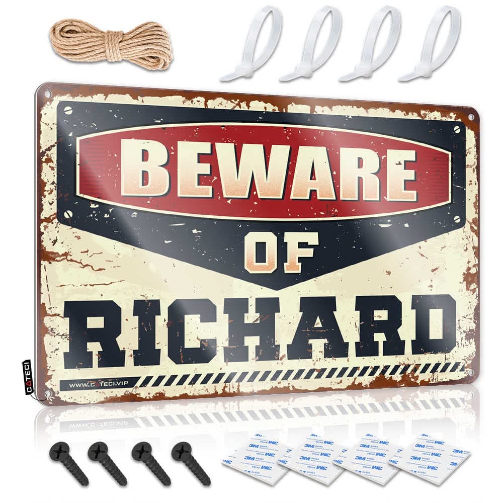 COTECI Warning Signs For Property Beware Of Richard Metal Sign Funny Signs Home Sign (Size : 20X30CM)