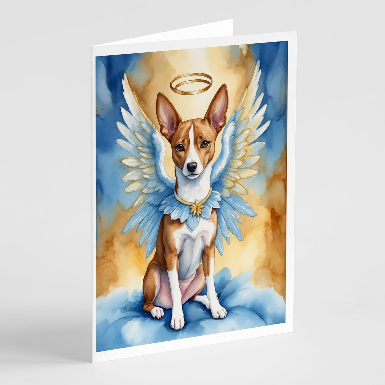 Caroline's Treasures Basenji My Angel Greeting Cards Pack of 8 Blank Cards with Envelopes Whimsical A7 Size 5x7 Blank Note Cards