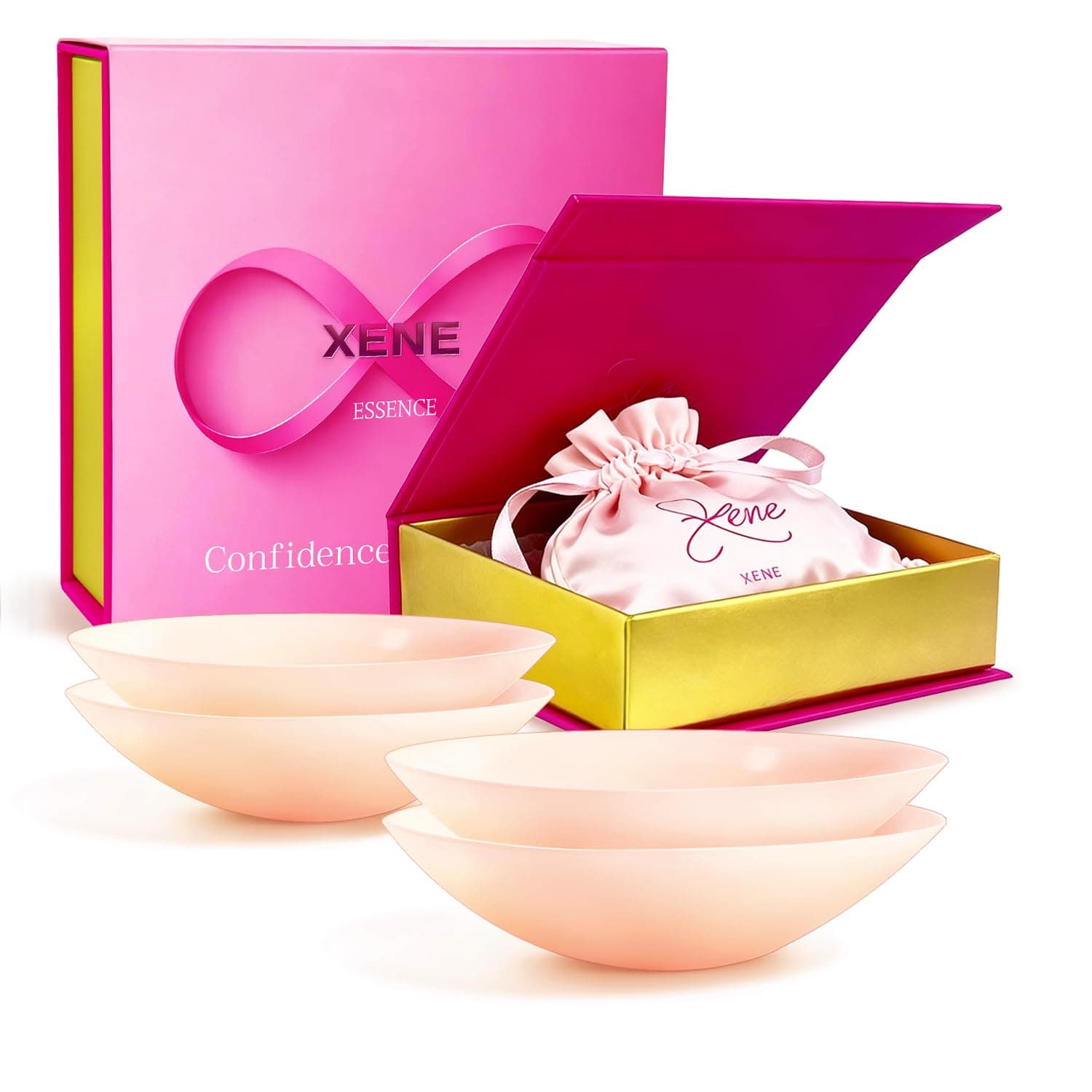 Xene Nipple Covers for Women – Invisible Silicone Petals, Reusable Adhesive Pasties, Comfortable & Discreet