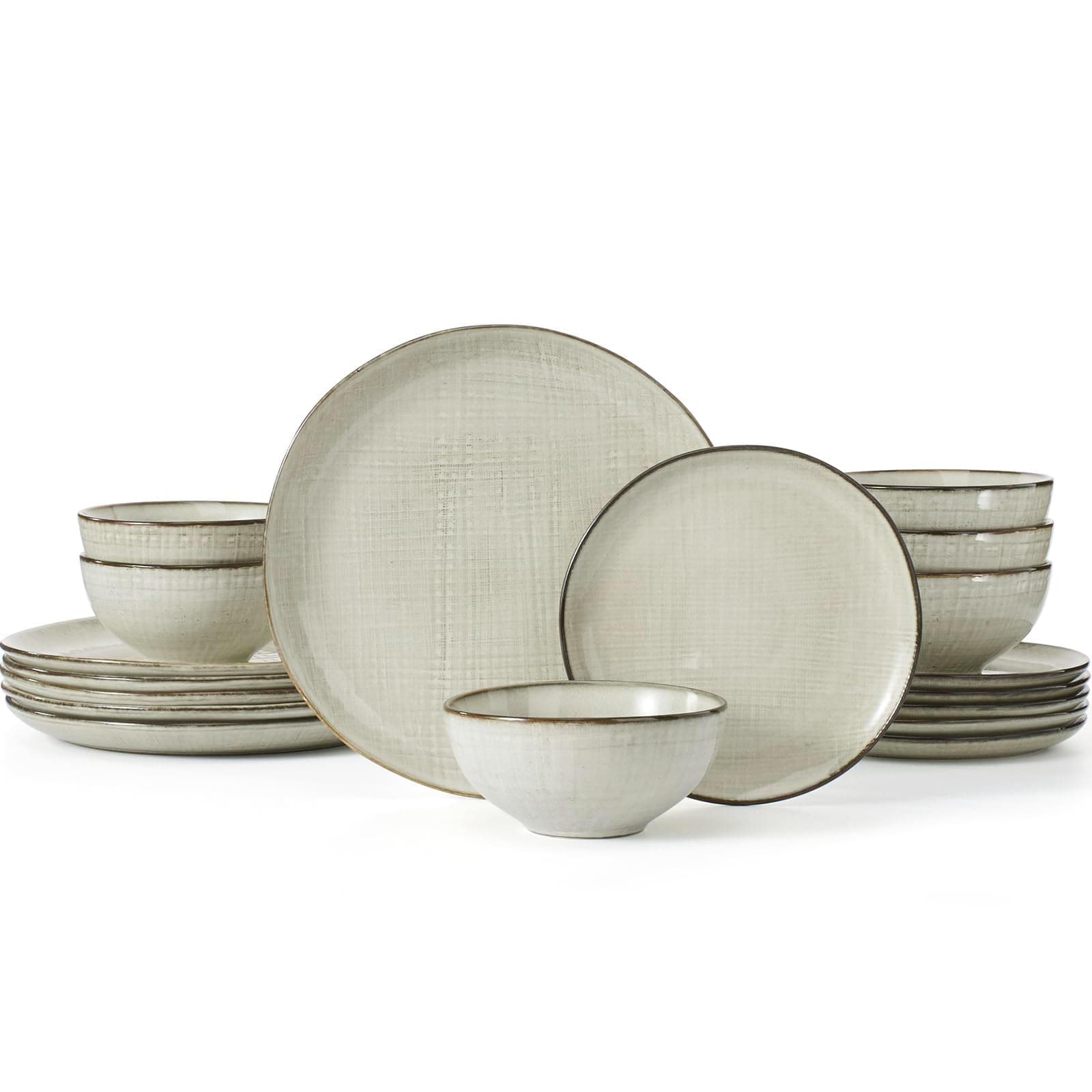 Richmount Moonlight 18-Piece Stoneware Dinnerware Set, Summer Sand