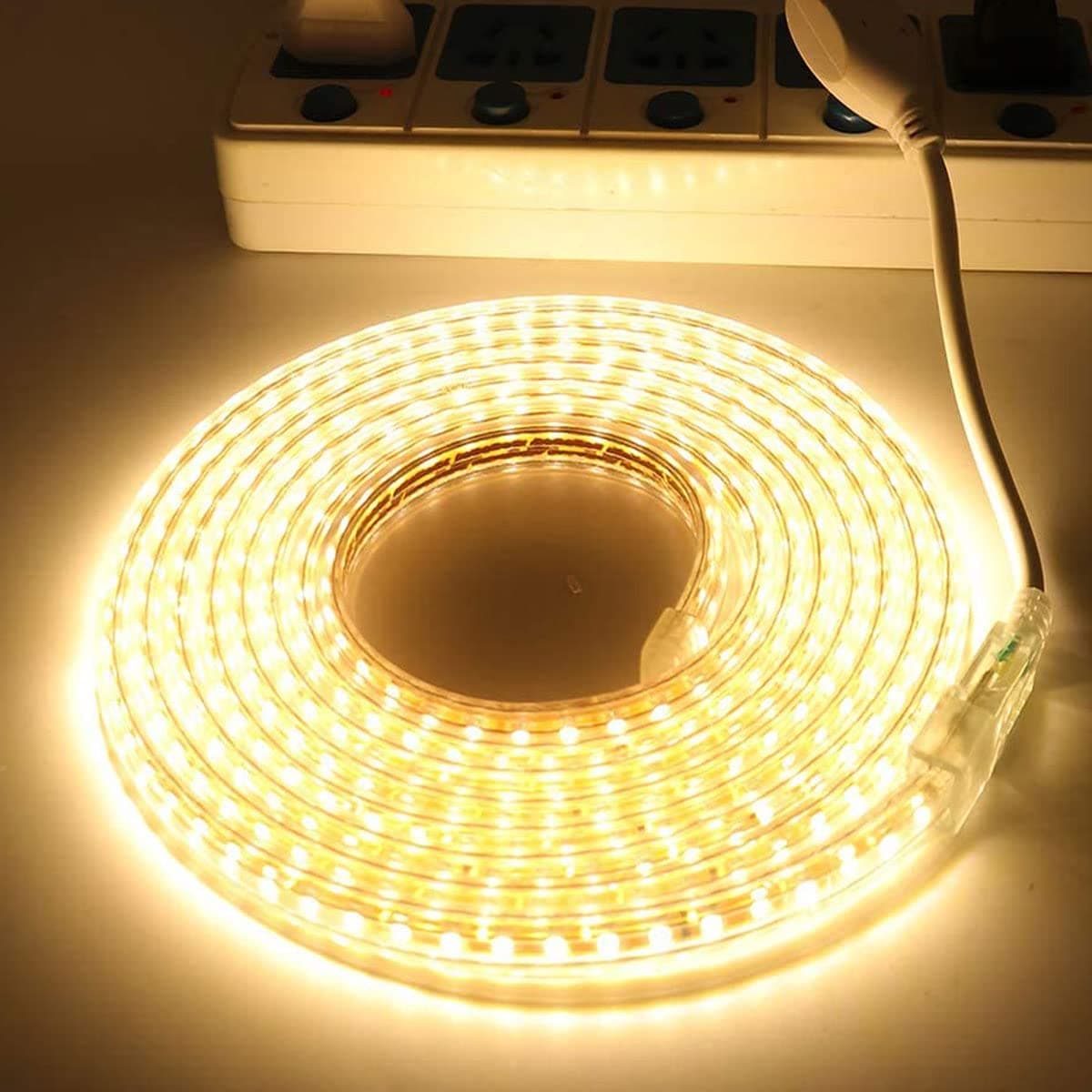 SUYOOULIN LED Strip Lights, High Voltage AC110V-130V 13ft/4m Super Bright 4000LM 5050 60 LEDs/m Waterpoof IP68 LED Light Strips for Home Garden Outdoor Decoration(Warm White 3500K)
