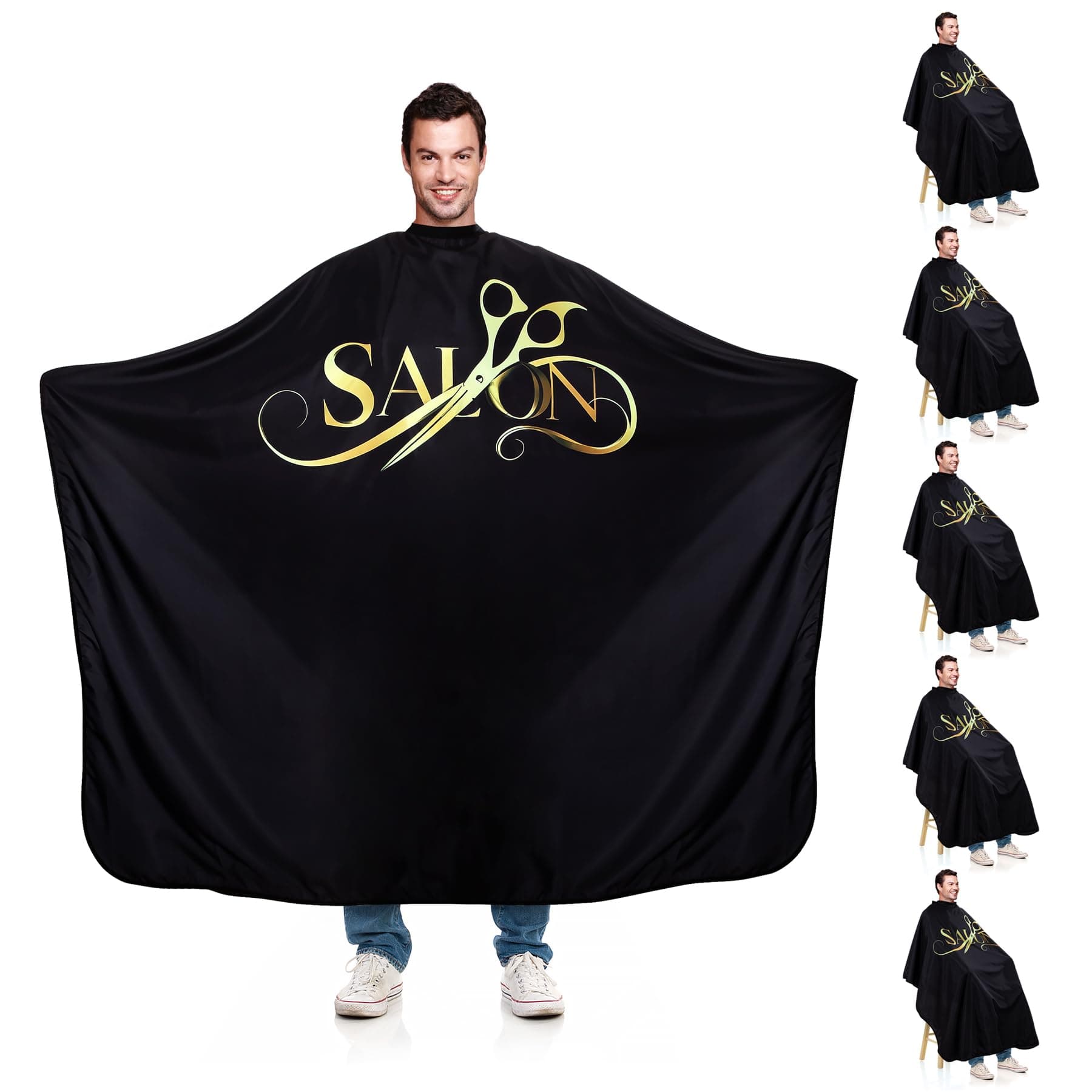 Hair Cutting Cape Barber Cape 63"×55" Professional Barber Capes Water Resistant Hair Cape with Adjustable Neck Size (5 Pack)