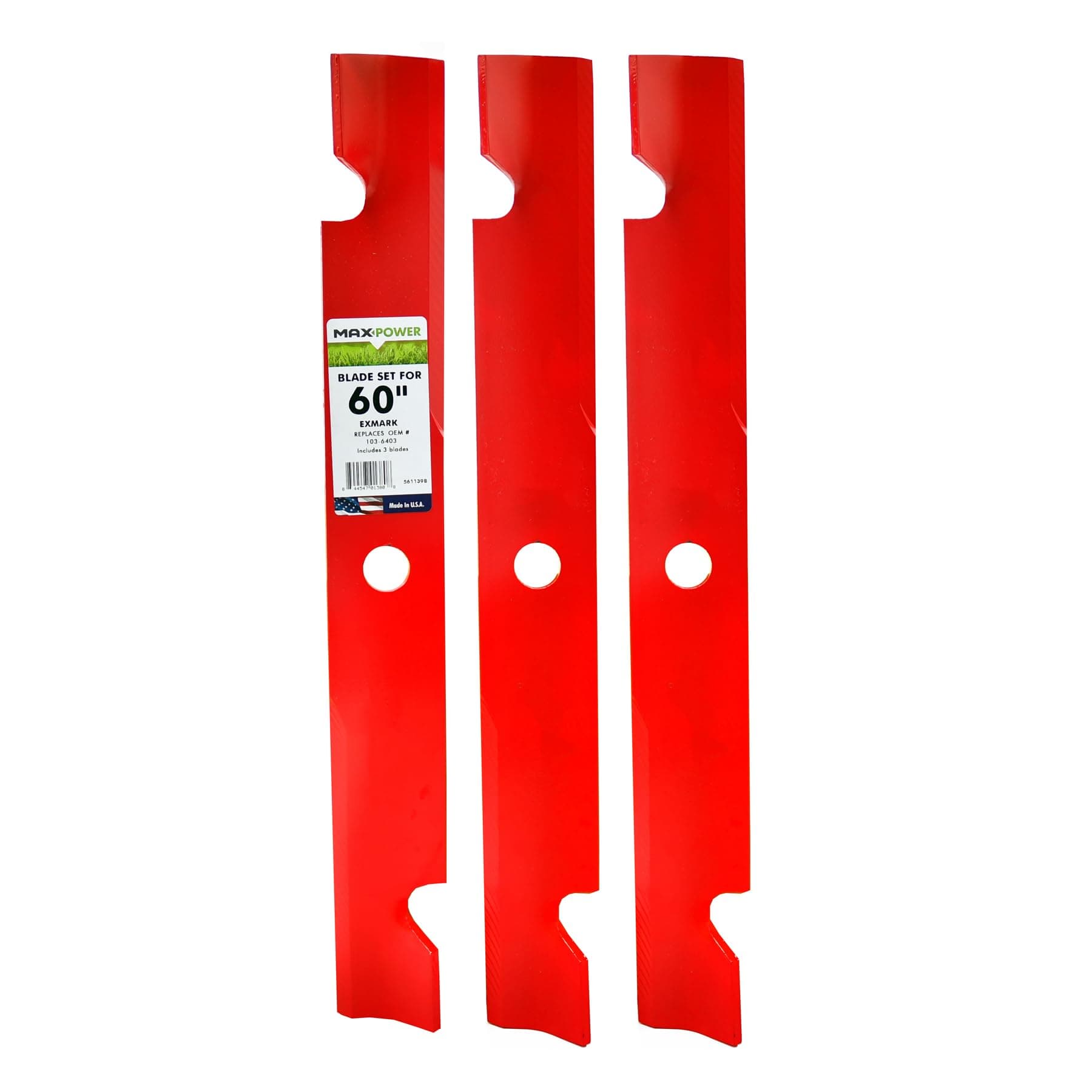 MaxPower 561139 Heavy Duty 3-Blade Set for 60" Cut Exmark Replaces 103-6403, 103-6403-S