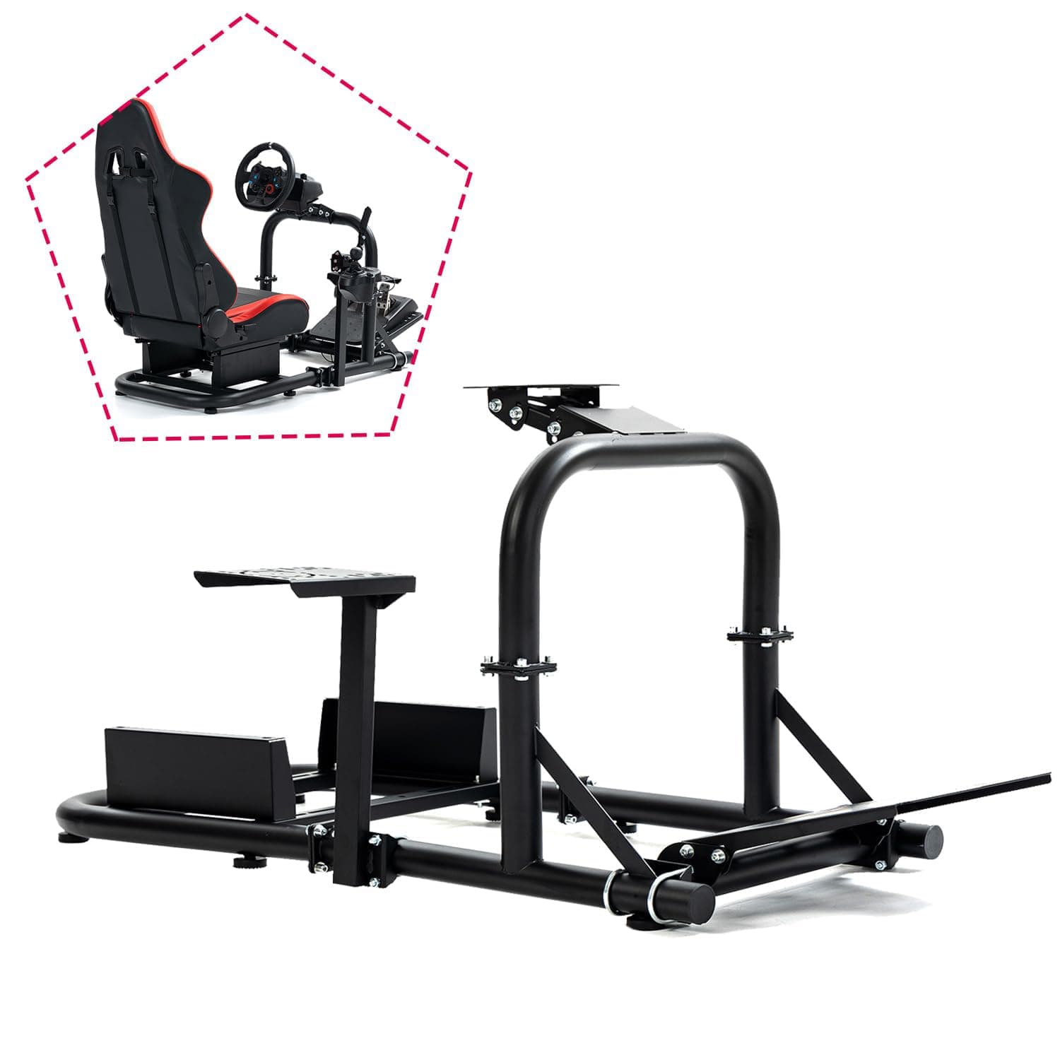 Minneer Stable Drive Fly Simulator Cockpit Match Seat Fit for Logitech/Thrustmaster/Fanate G29/G920/G923/T248/T300 Racing Gaming Steering Wheel Stand(Seat, Wheel, Pedal, Handbrake Not Included)