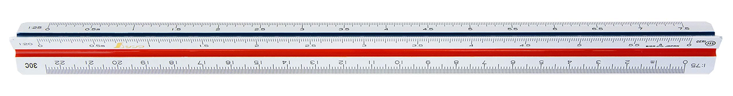 Shinwa Sokutei JIS 74987 Triangular Scale D-30, 11.8 inches (30 cm), for Construction and Shipbuilding