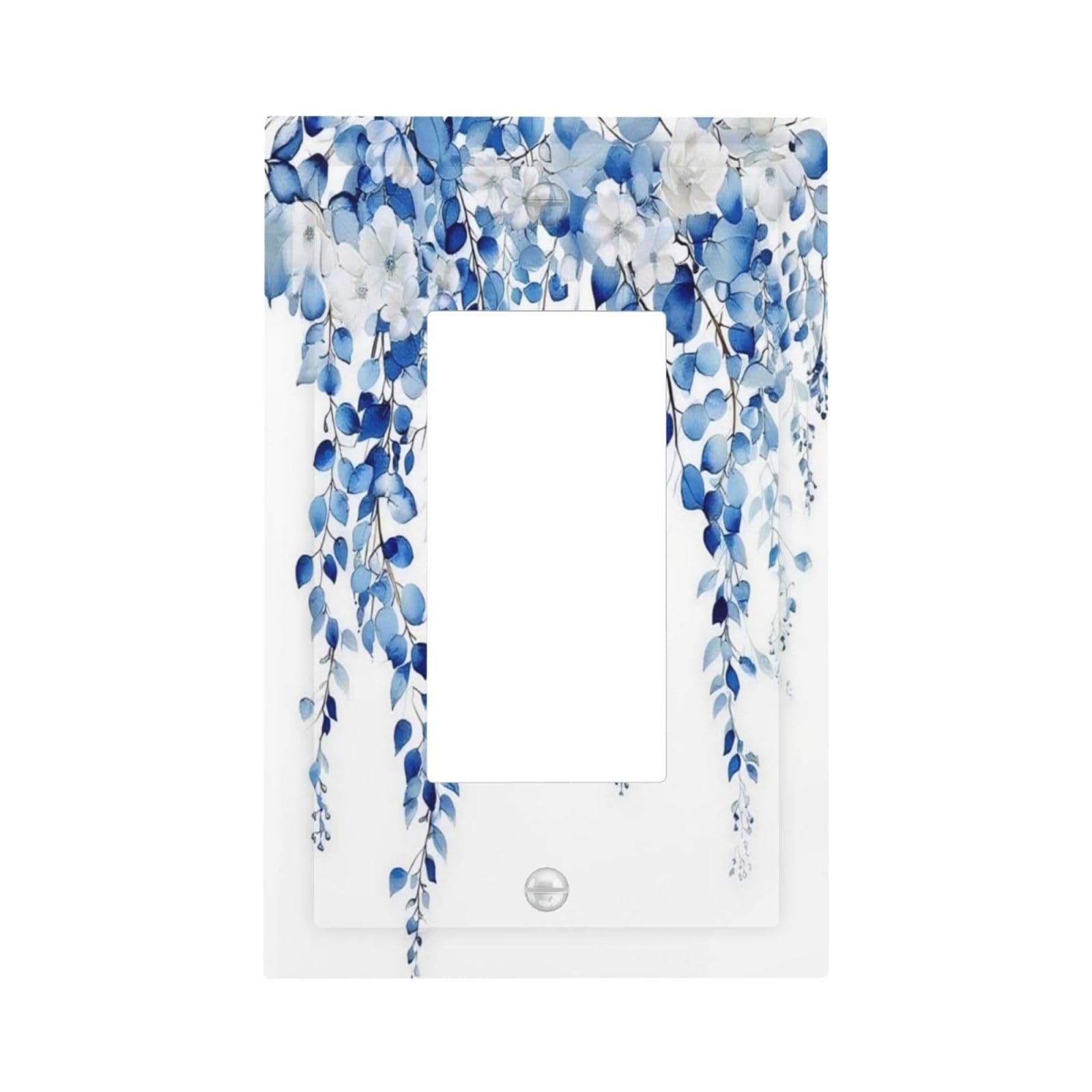 Blue Eucalyptus Leaves Floral Vine Flower Decorative Outlet Covers 1 Gang Single Rocker Light Switch Cover Plate Wall Plates GFCI Faceplate for Bedroom Living Room Decor