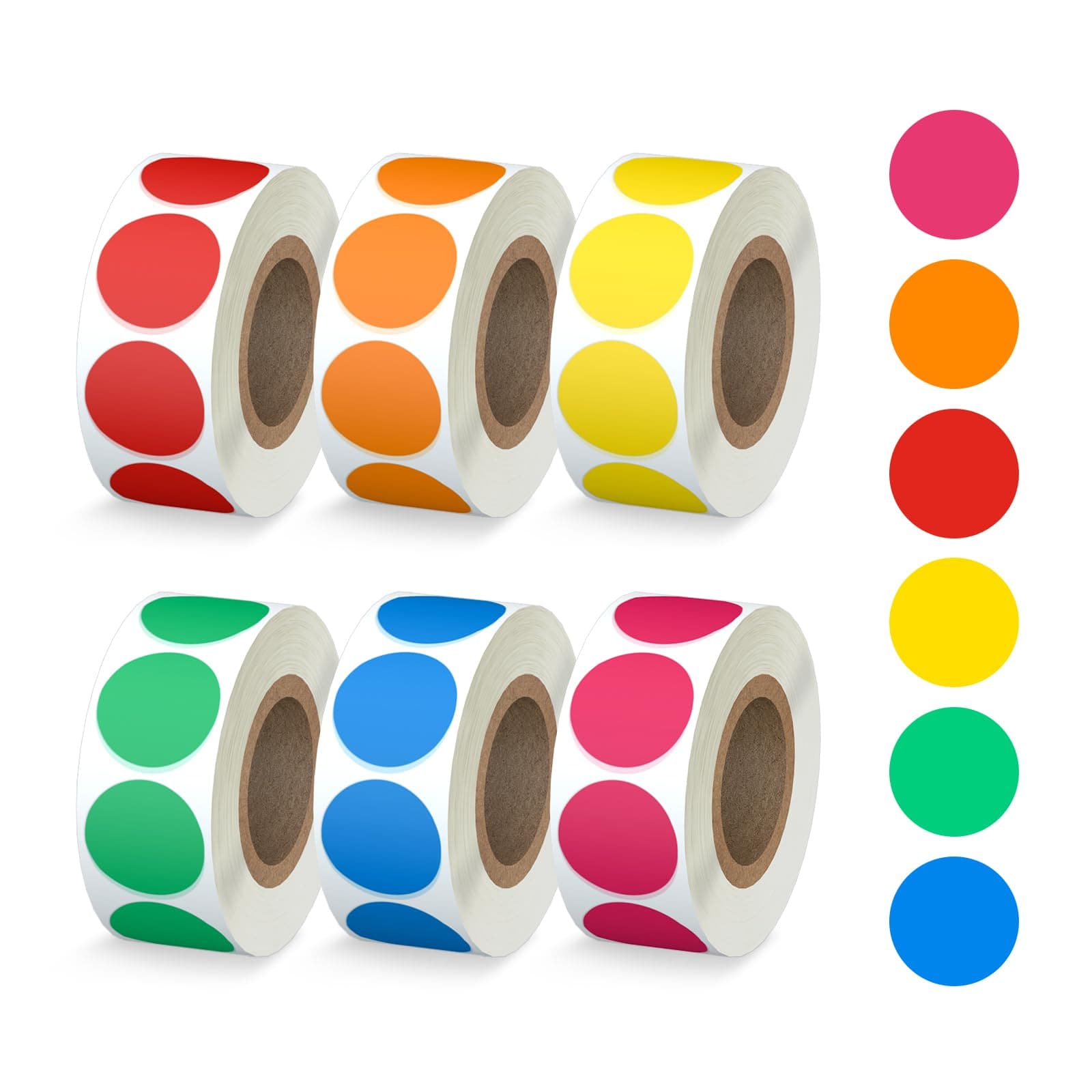 6 Different Colored Dot Stickers for Toddlers Kids 3/4 Inch 3000 Pcs, Misofuki 6 Assorted Blank Circle Garage Sale Price Stickers Rolls for Classroom