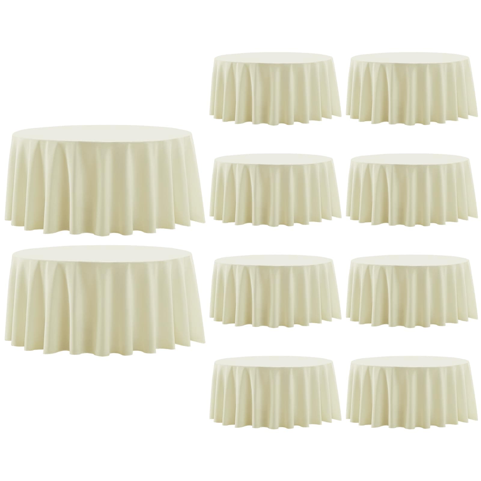 Aocoz 10 Pack Ivory Round Tablecloths 120 Inch for Dining Tables