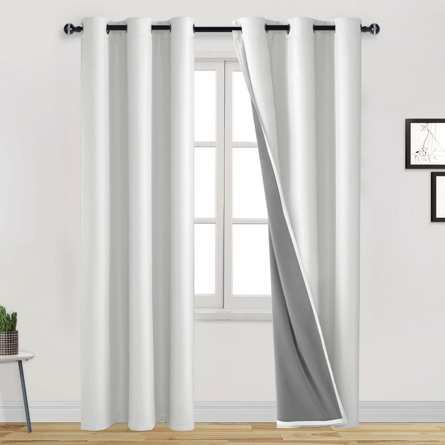 DWCN 100% Blackout Curtains 84 inches Long for Bedroom Cream Thermal Insulated Sound Proof Full Blackout Curtain Heat Blocking Window Curtains for Nursery/Kid Room (Cream,42" W x 84" L) 2 Panels