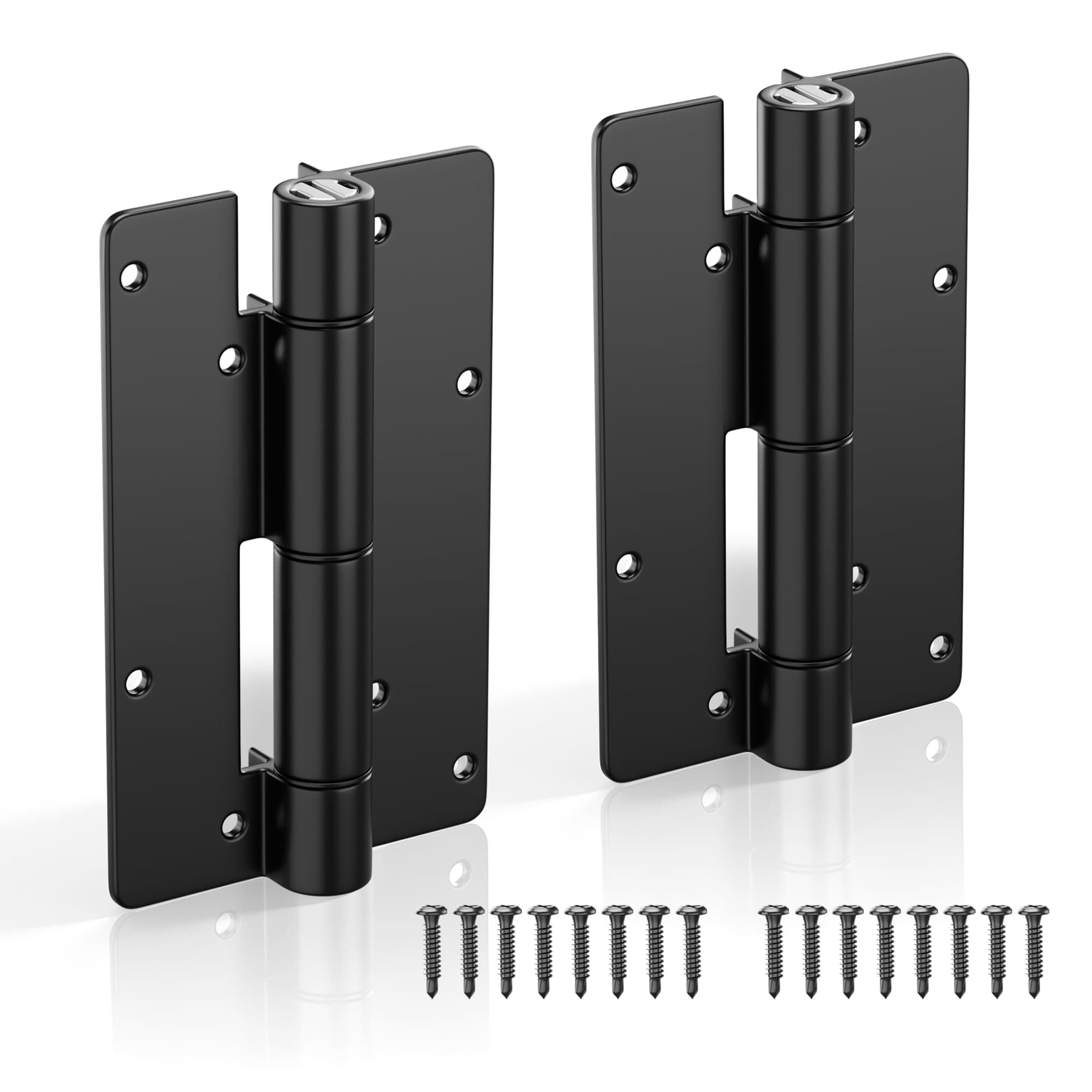 SANKINS 5-3/4" Adjustable Self Closing Aluminum Gate Hinges, Heavy Duty Gate Hinges for Metal Gates, Non-Legged Door Hinges Fence Gate Hinge for Pool Gate, Aluminum Gate, 2pcs, Black