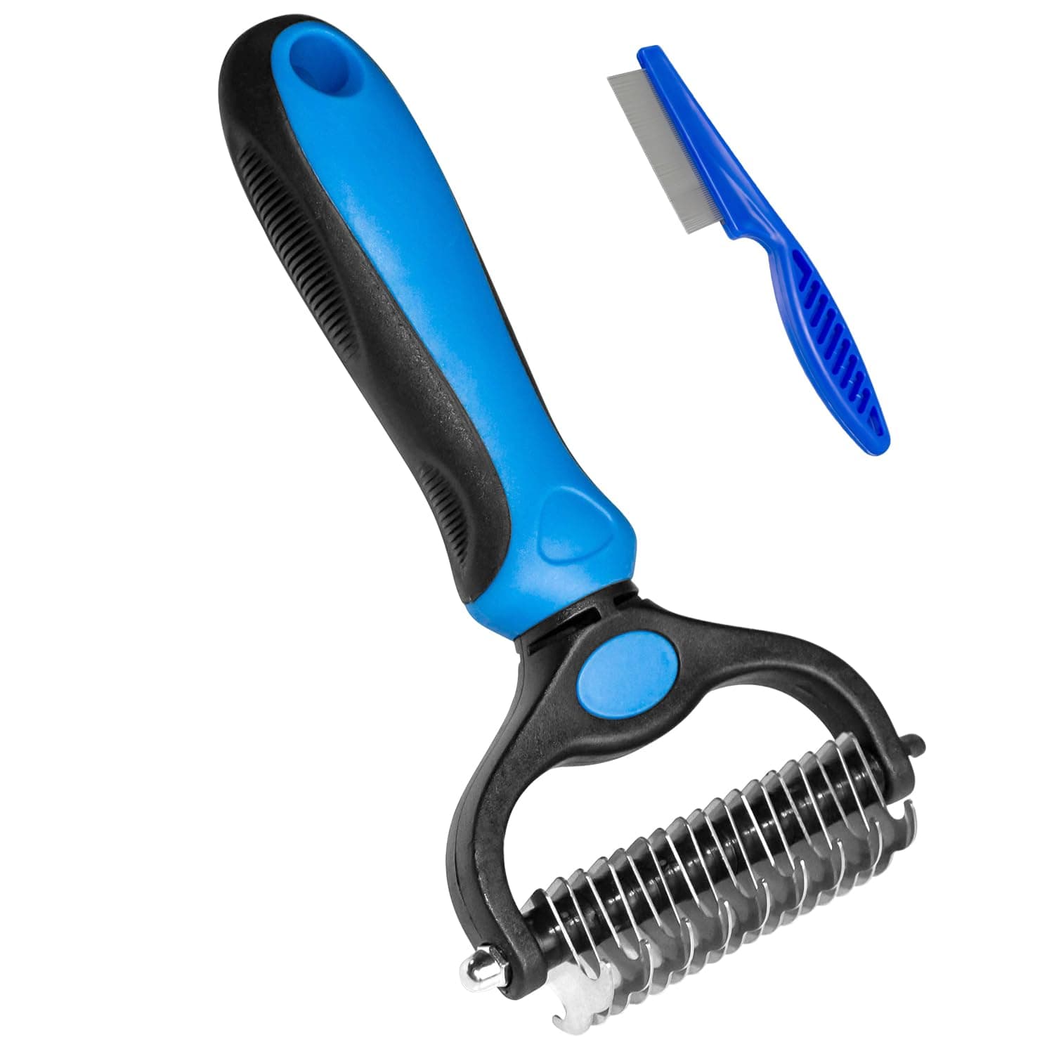 Pet Double‑Sided Dematting Undercoat Rake Grooming Brush for Dogs & Cats
